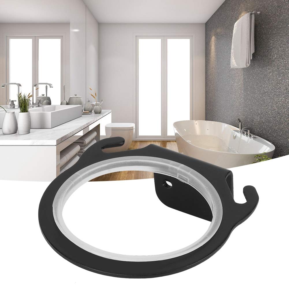 Pwshymi Wall Mounted Hair Dryer Holder - Space Saving Aluminum Hanger for Blow Dryers, Bathroom Organizer Shelf with Steel Construction - Perfect for Home & Salon Use (Black)