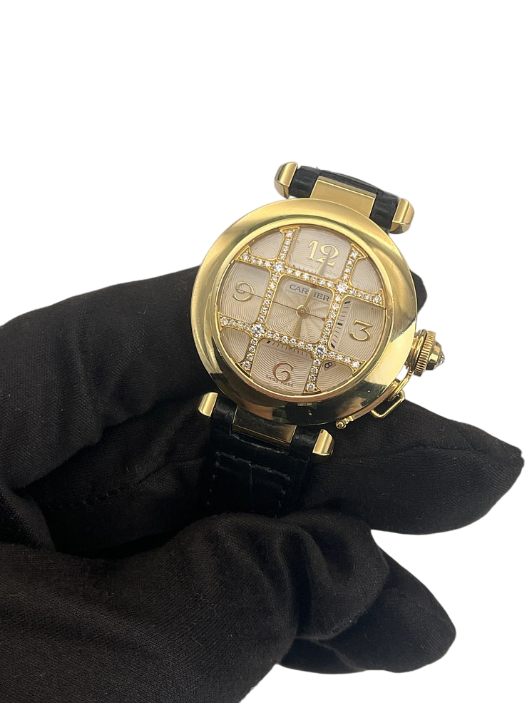Cartier Pasha Grille 18K Yellow Gold Diamond Ladies Watch - Luxury Women's Timepiece for Formal Events & Special Occasions