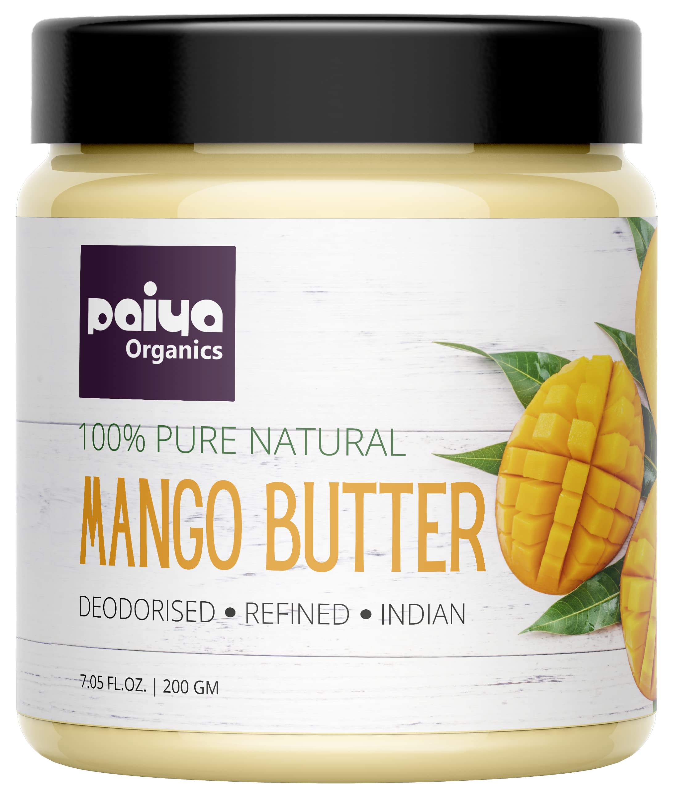 Organic Deodorized Indian Mango Butter - 200g | Natural Skin & Hair Moisturizer with Antioxidants | Perfect for DIY Beauty Products, Body Creams & Lip Balms | Vegan & Cruelty-Free Skincare Solution