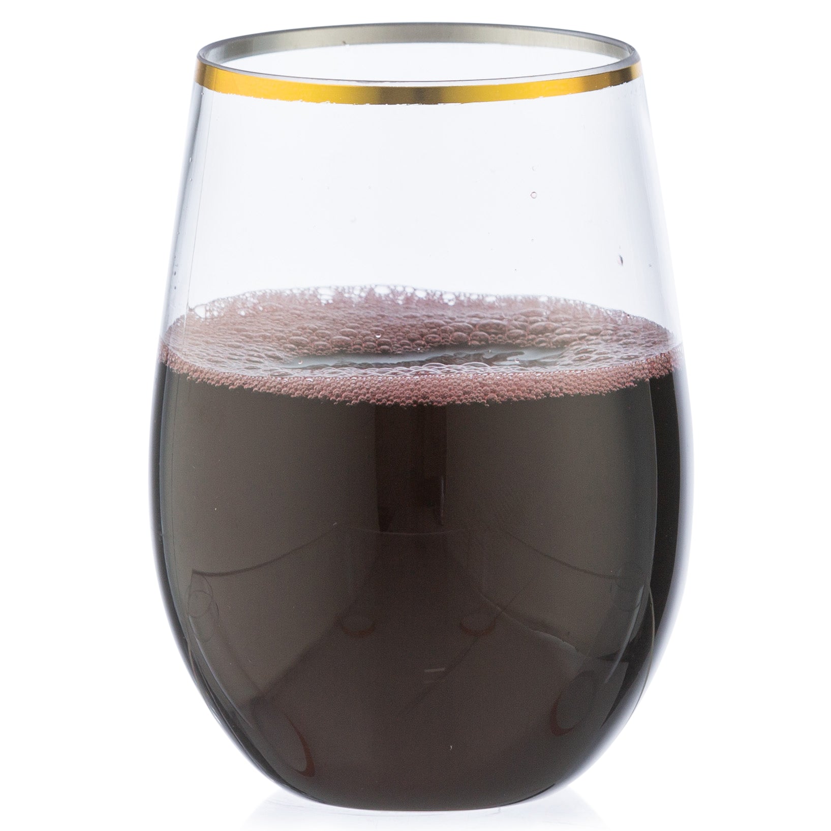 16 oz. Clear Stemless Wine Glasses with Gold Rim - Set of 6 - Perfect for Parties, Weddings, and Home Entertaining