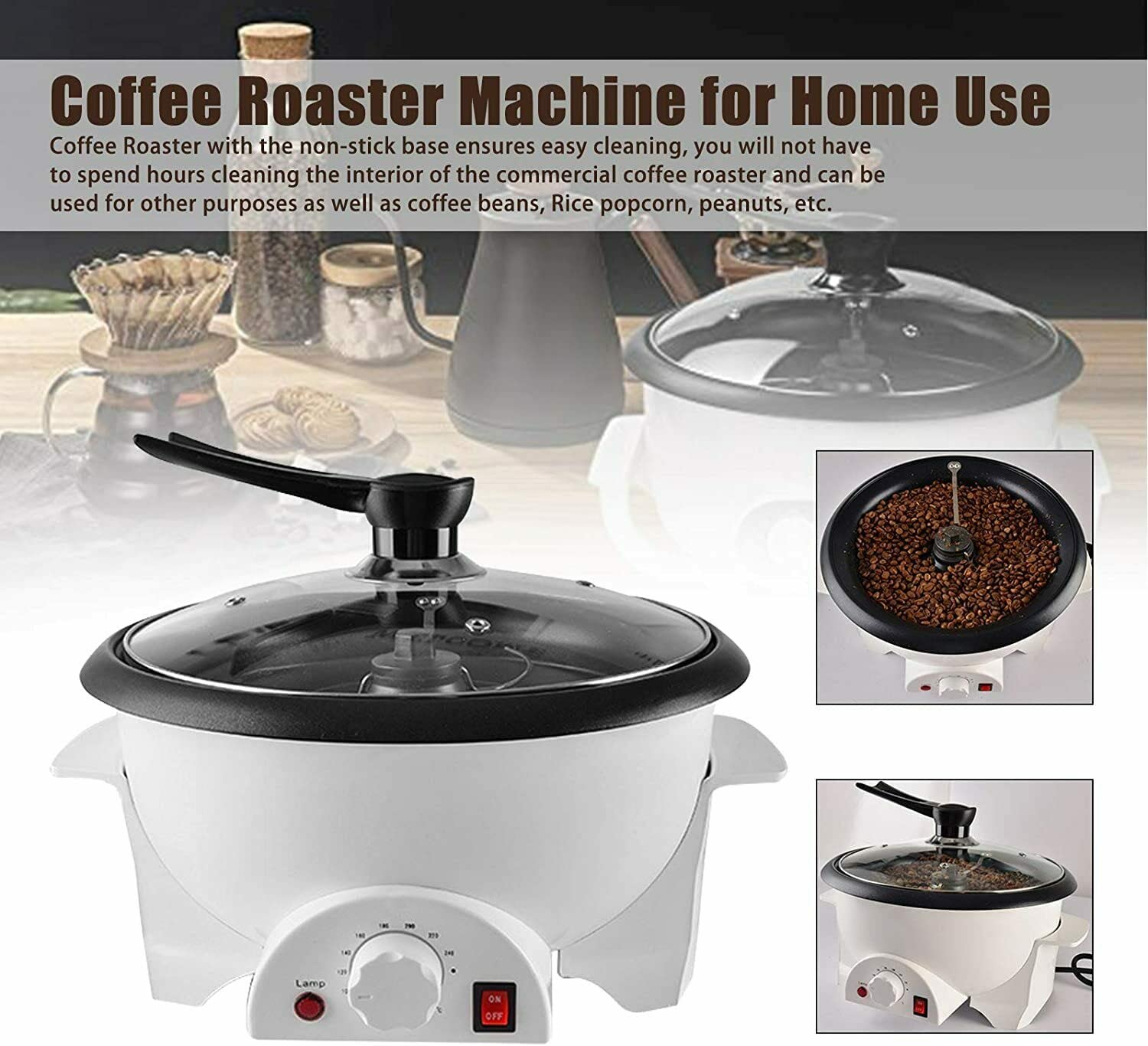ELEOPTION 110V 1200W Electric Coffee Bean Roaster Machine - Upgraded Home Coffee & Peanut Roaster for Fresh Artisan Roasting - Perfect for Home Baristas & Coffee Enthusiasts