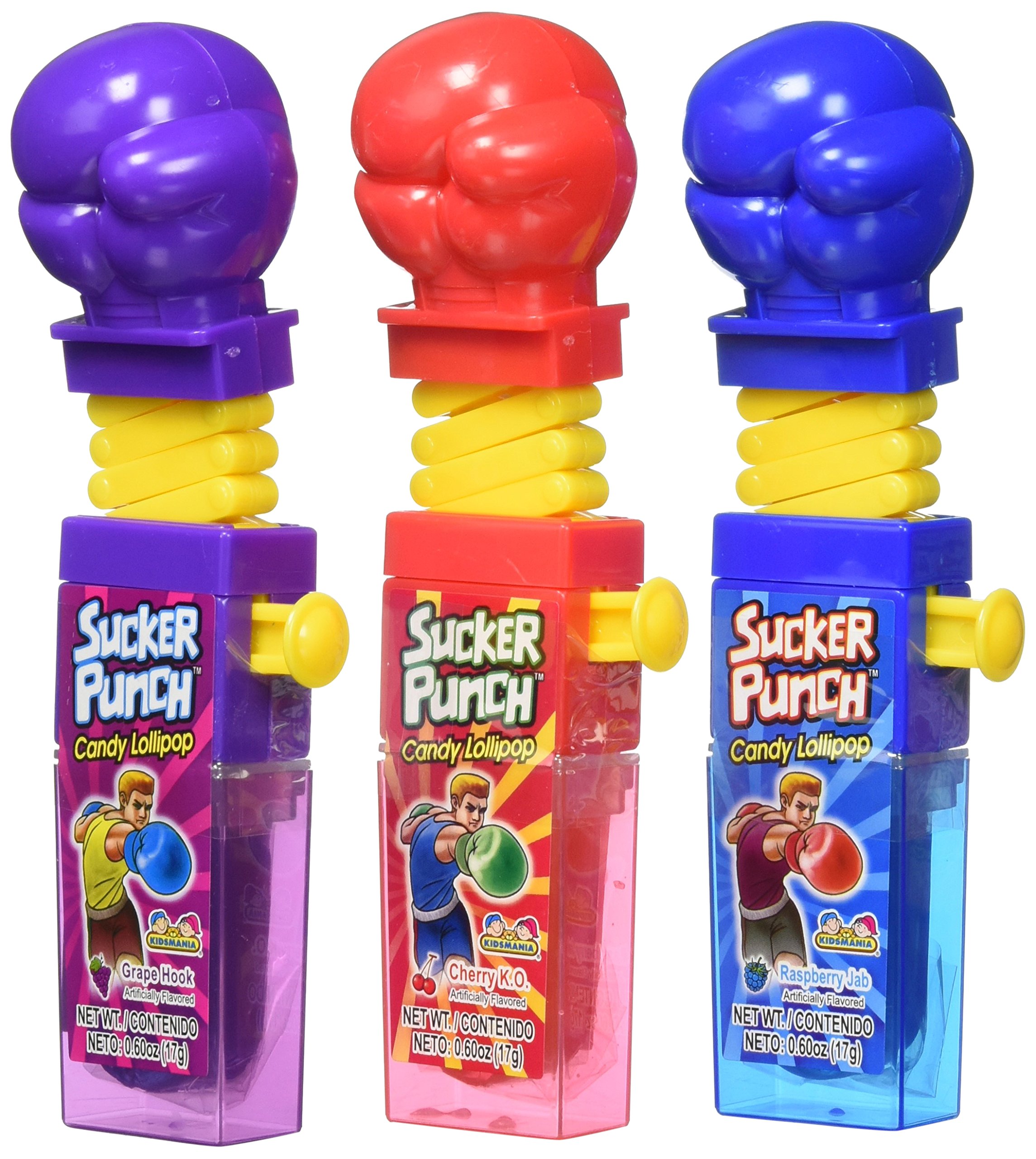 Kidsmania Sucker Punch Candy Lollipops - 12 Count Pack of Assorted Flavors for Birthday Parties, Halloween Treats & School Rewards