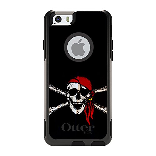 DistinctInk iPhone 6 / 6S Case (4.7 Inch) - Durable Protective Cover with Pirate Flag Design - Black & Red Replacement for OtterBox Commuter - Perfect for Outdoor, Travel & Daily Use