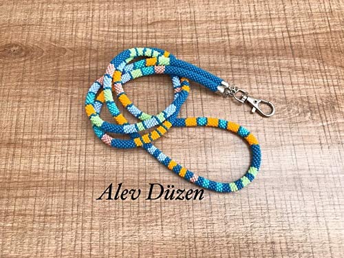 Beaded Lanyard with ID Holder for Women - Stylish Teacher Nurse Badge Holder, African Beaded Design - Perfect for Work, Conferences, and Events