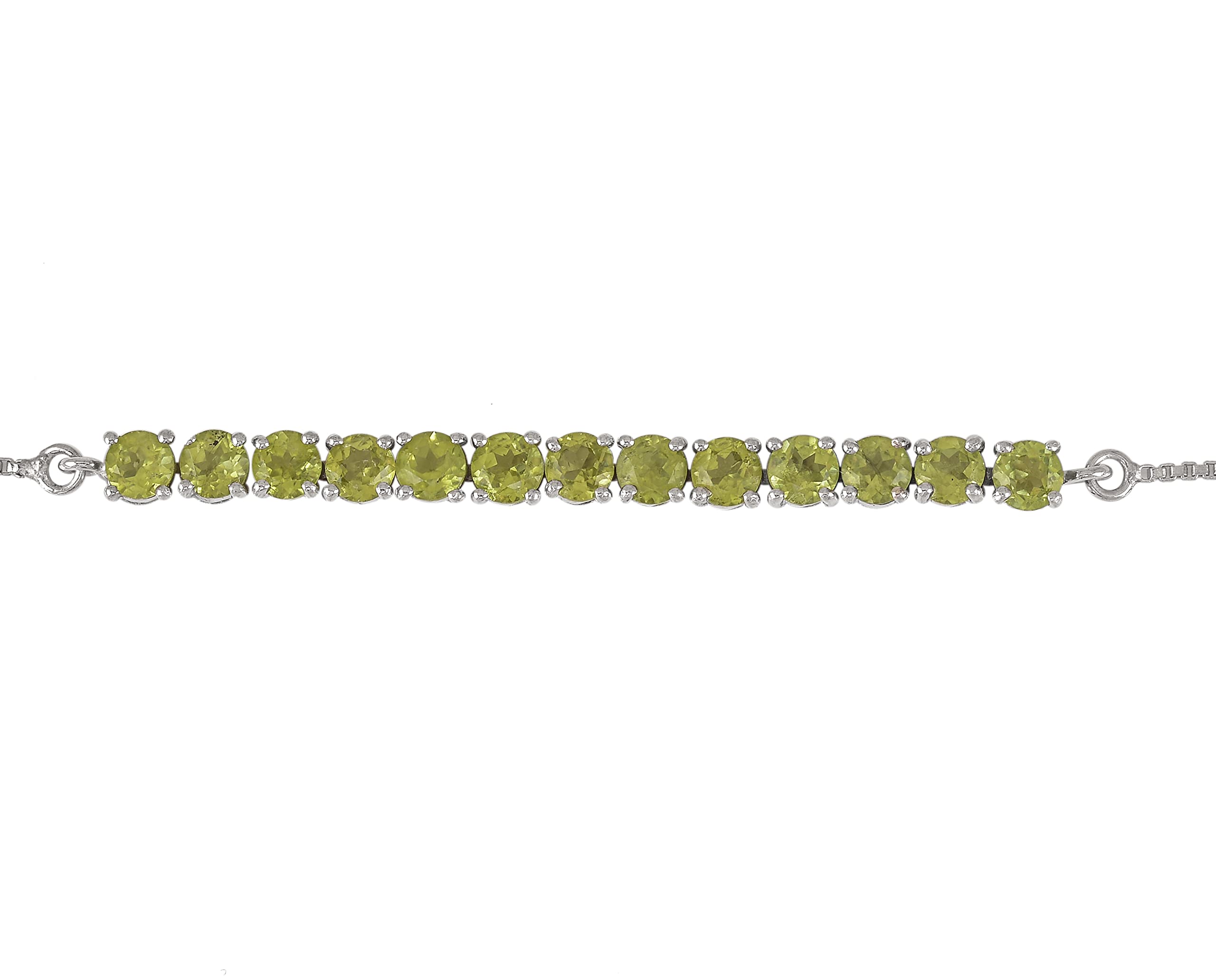 4X4 Round 100% Natural Peridot Adjustable Sterling Silver Bolo Bracelet for Women & Girls | Elegant Jewelry Gift for Birthdays, Anniversaries & Special Occasions