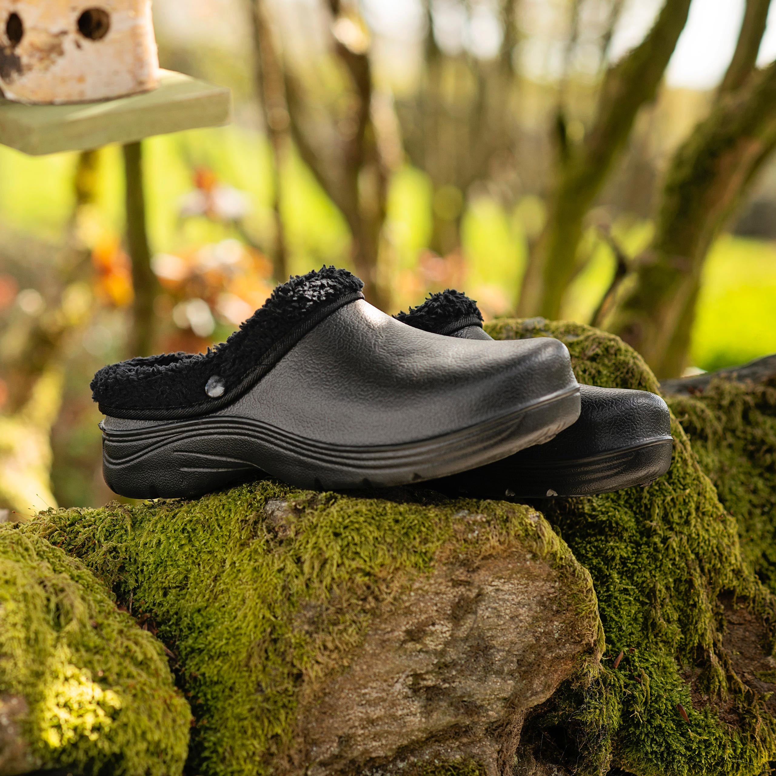 Men's Thermal Fleece Lined Garden Clogs - Warm Winter Outdoor Shoes for Gardening, Yard Work & Home Use