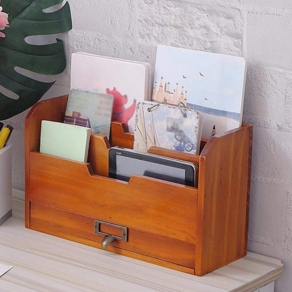 Wooden Magazine Rack - Wall Mounted Office Organizer for Letters, Mail, Cards & Documents | Perfect for Home Office, Study Room & Workspace Storage Solution
