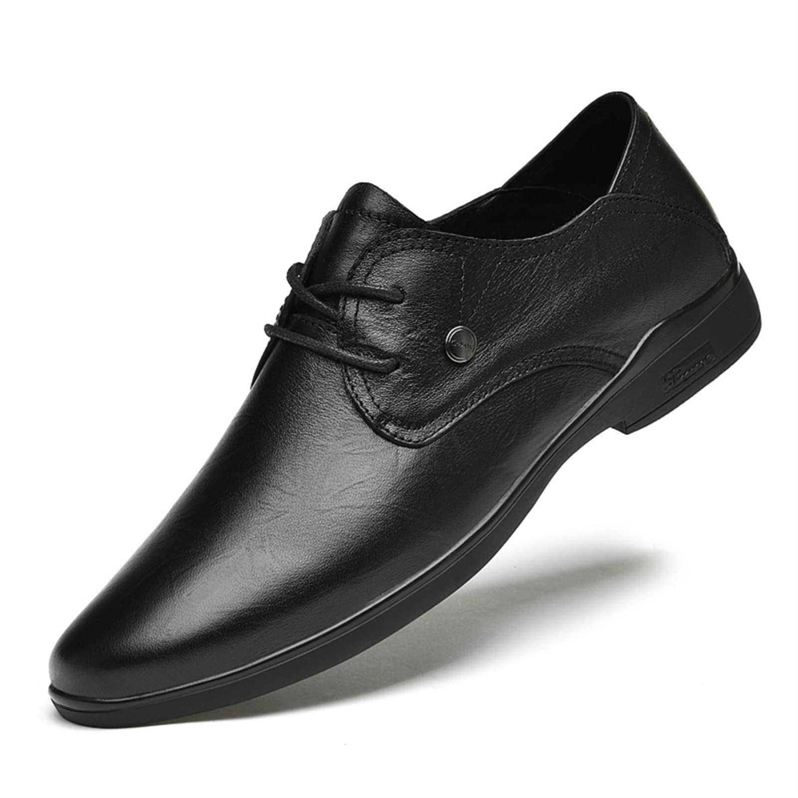 Men's Leather Dress Shoes - Lace Up Derby Shoes with Round Toe & Non-Slip Rubber Sole | Formal Business, Party & Wedding Occasions