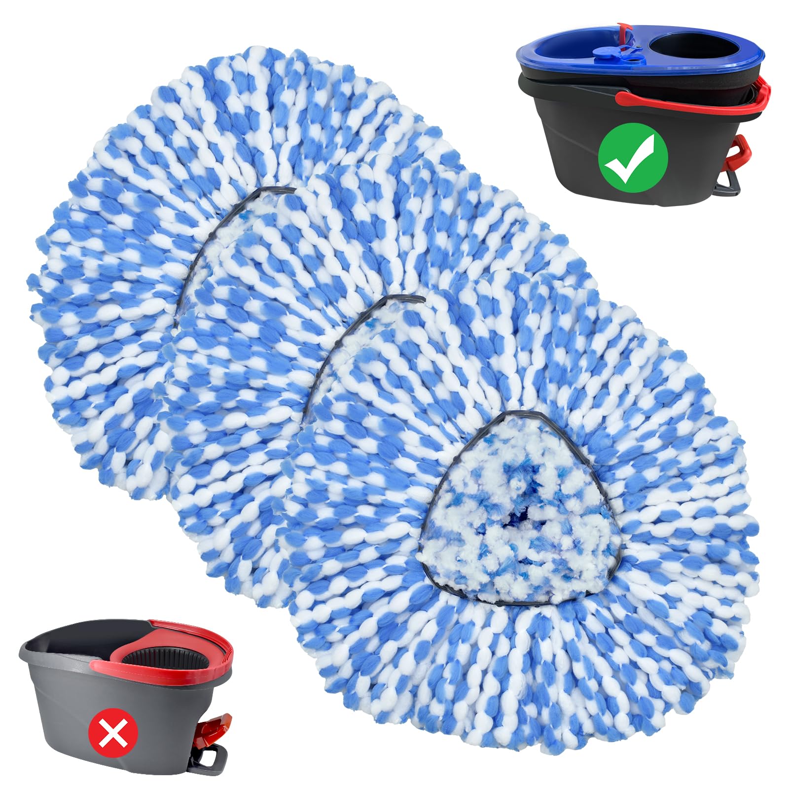 O-Cedar RinseClean Spin Mop Replacement Kit - 3 Mop Heads, Adjustable 30-58 Inch Iron Handle & Triangle Cover | Compatible with O-Cedar 2-Tank System | Perfect for Hardwood Floors, Tile & Kitchen Cleaning