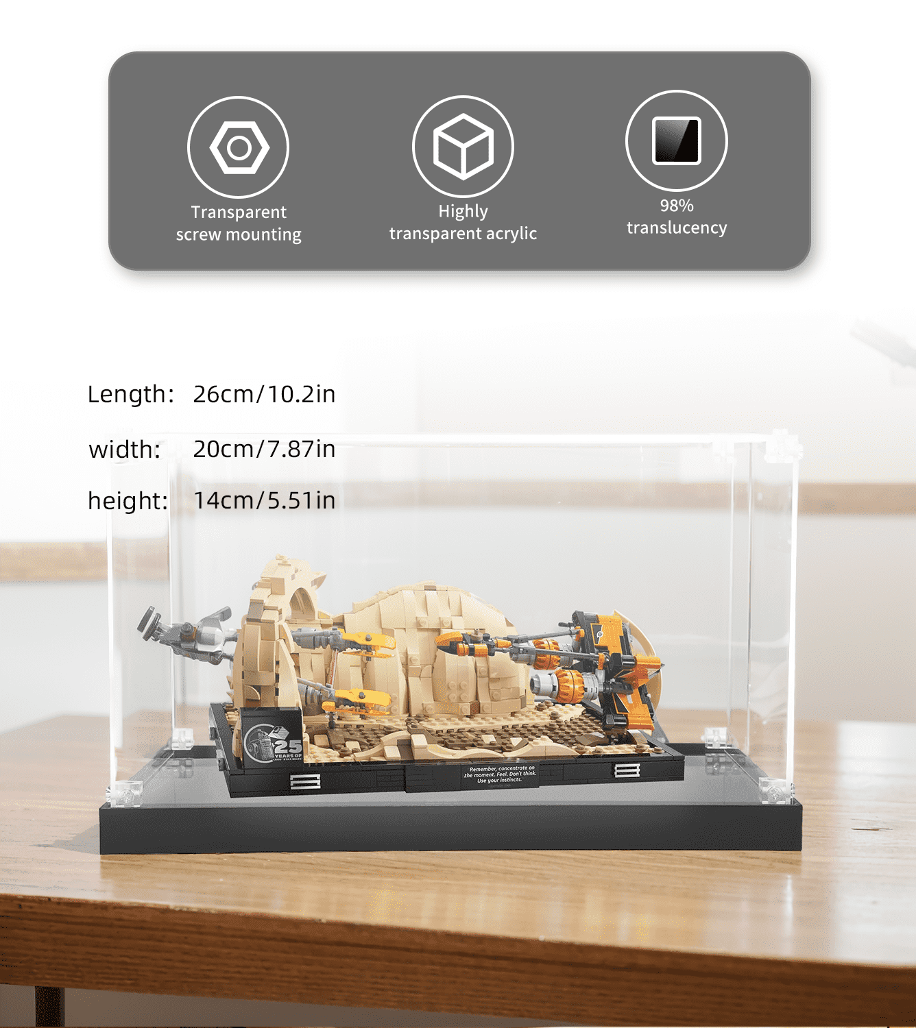 LEGO Star Wars Desert Skiff & Sarlacc Pit 75396 Display Case - Clear Acrylic Showcase for Collectible Building Set | Perfect for Home Decoration, Office Display & Gift Giving