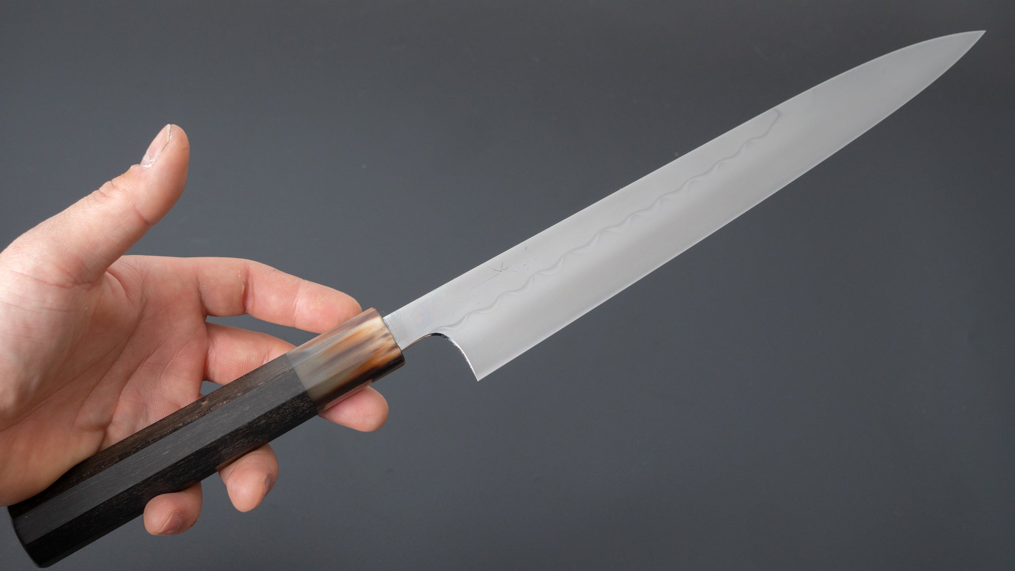 Hitohira Togashi Yohei White #1 Mizu Honyaki Sujihiki 270mm Japanese Chef Knife with Taihei Ebony Handle (#064/Saya Included) - Perfect for Slicing Sashimi, Meat & Sushi Preparation