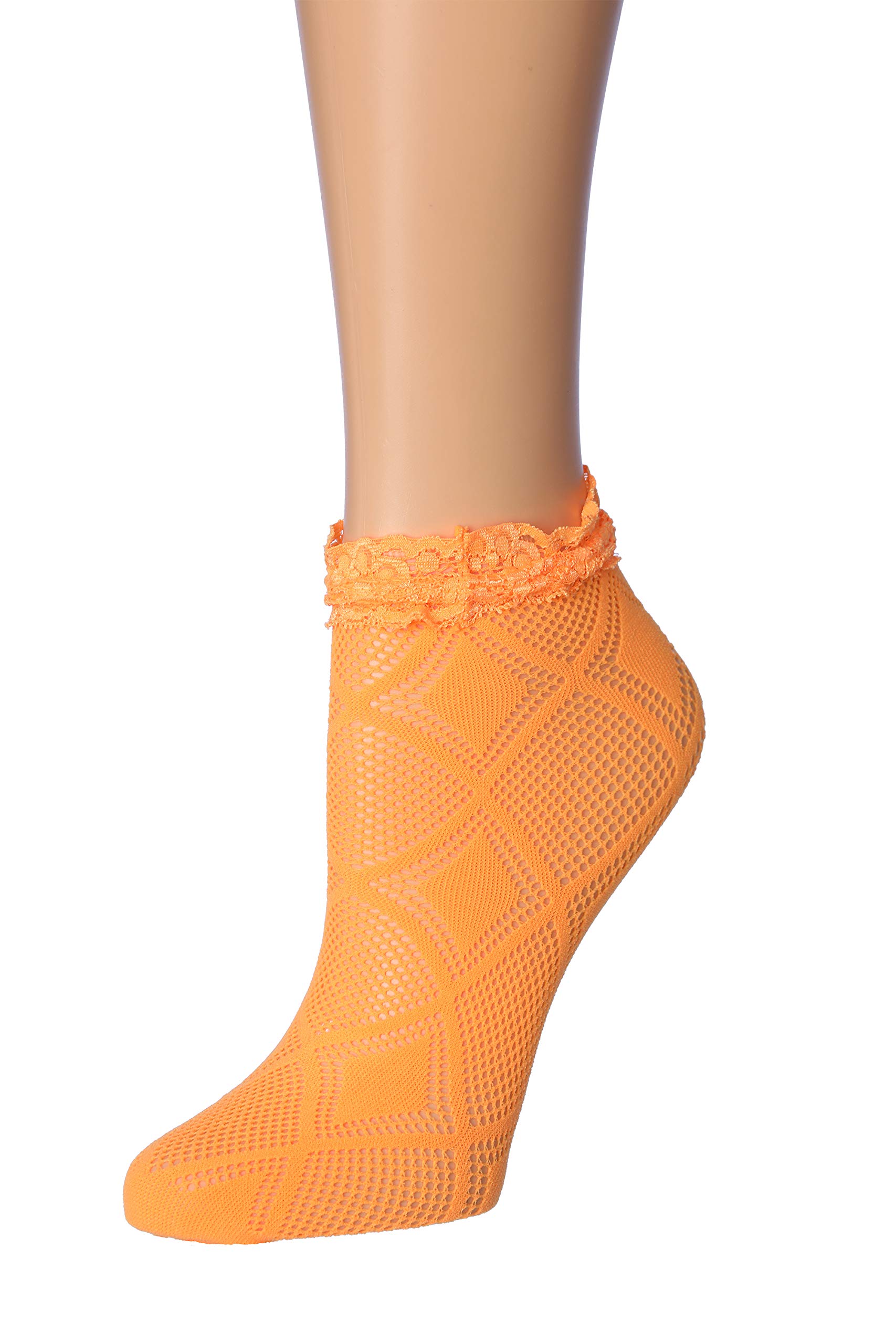 Colorful Women's 6 Pack Lace Ankle Socks with Ruffled Trim - Cute Fashion Socks for Casual Wear, Summer Outfits & Sneaker Styling