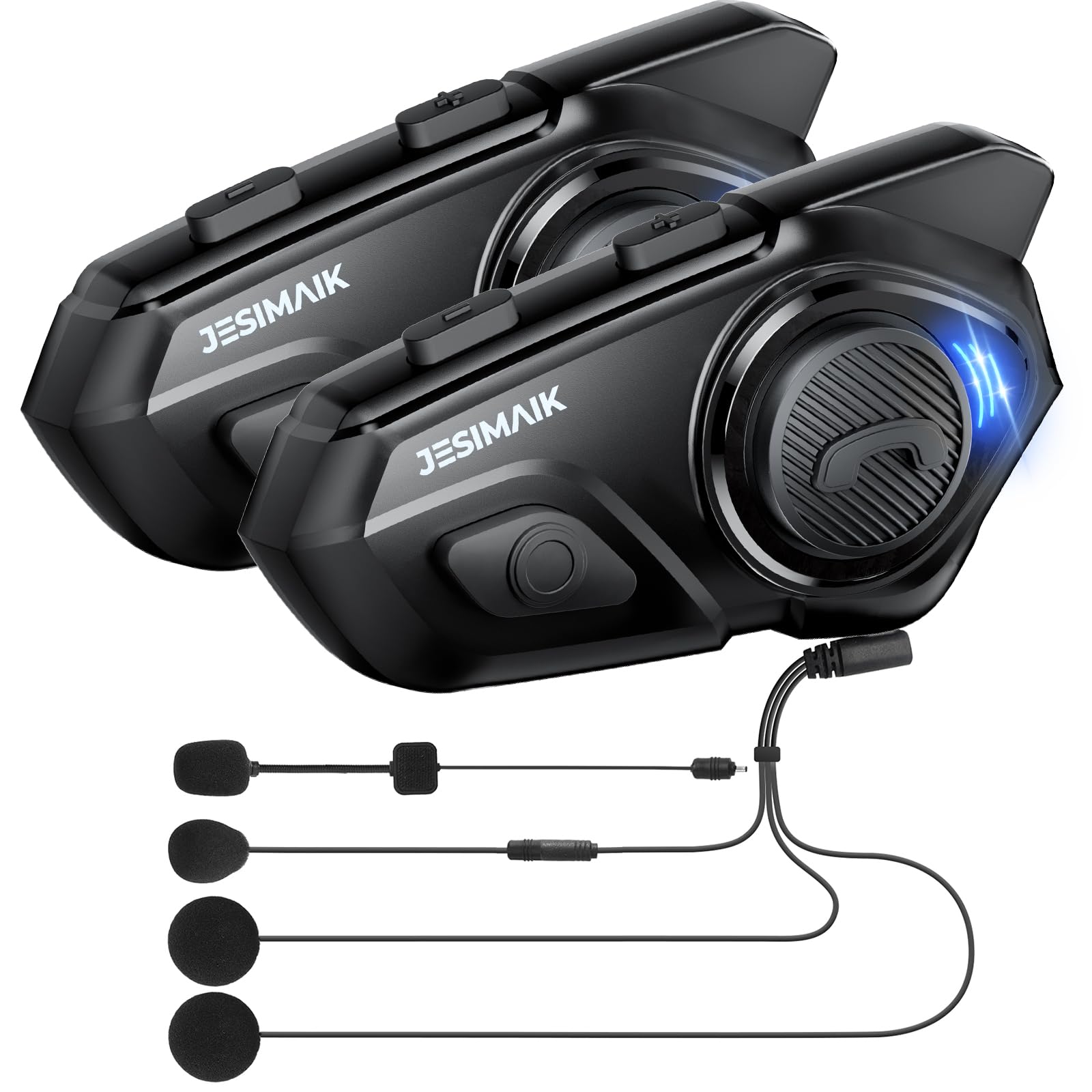 Motorcycle Helmet Bluetooth Headset - 2000M Range, 10 Rider Intercom System with Noise Cancellation | Hands-Free Communication, Stereo Music & Helmet Radio | 2 Pack Motorcycle Accessories for Group Rides & Long-Distance Touring