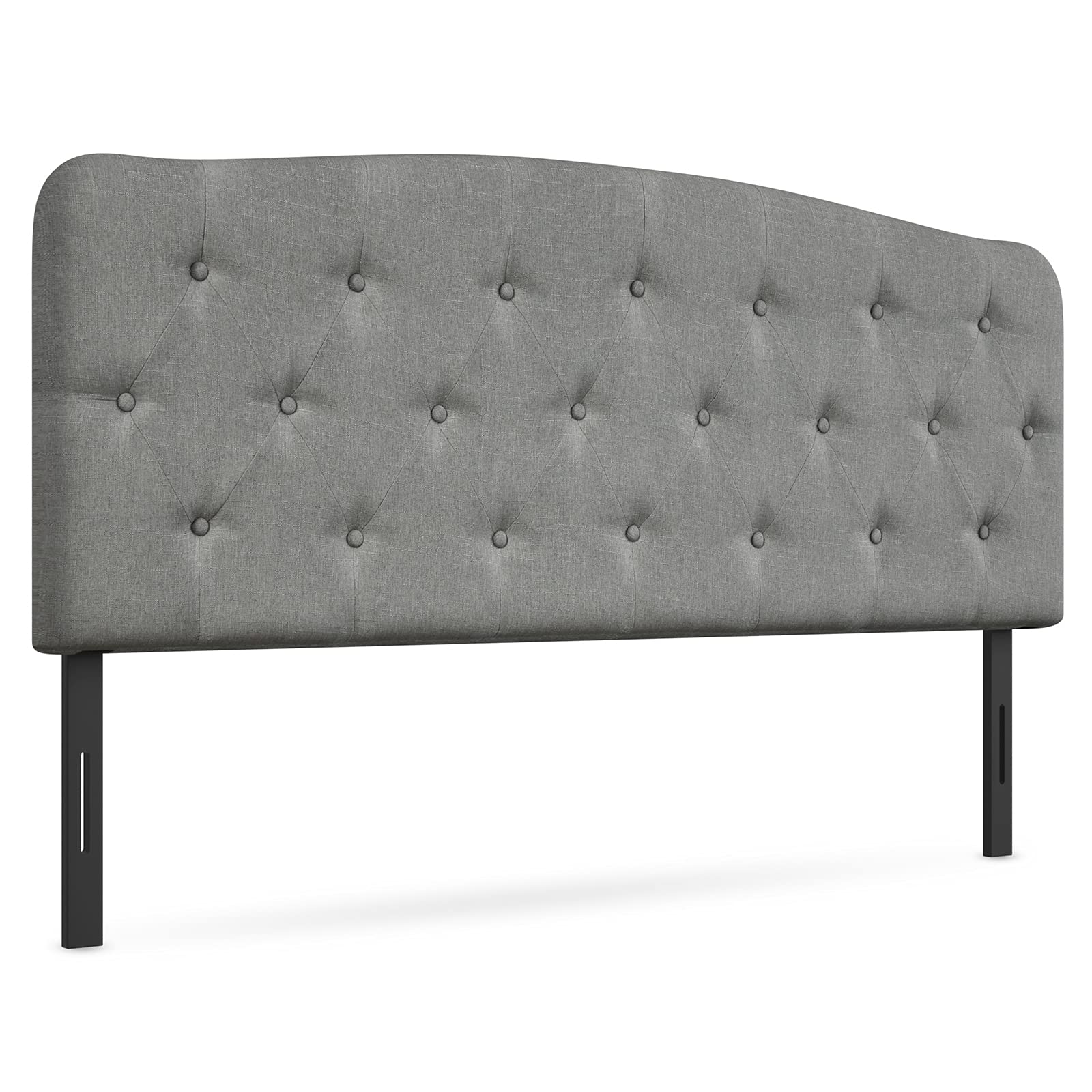 Giantex Full Size Upholstered Headboard - Adjustable Height 38’’ to 53’’ - Button Tufted Modern Fabric Bedroom Furniture - Light Grey - Easy Assembly - Perfect for Master Bedrooms, Guest Rooms & Apartments