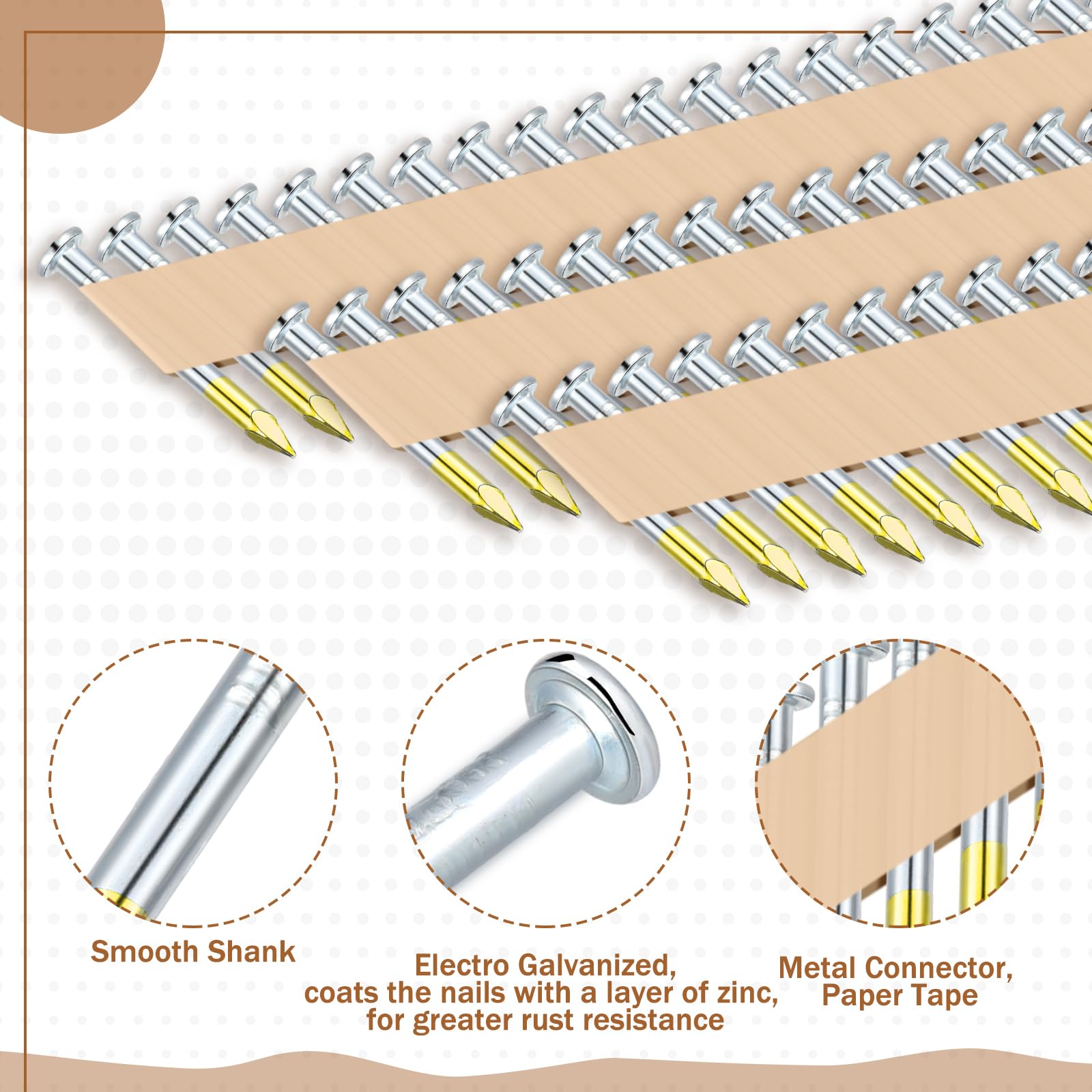 Hicarer 1000-Pack 1-1/2 x 0.148 Inch 36° Galvanized Framing Nails - Round Head Smooth Shank Joist Hanger Nails for Woodworking, Construction & DIY Projects - Perfect for Deck Building, Roofing & Furniture Making