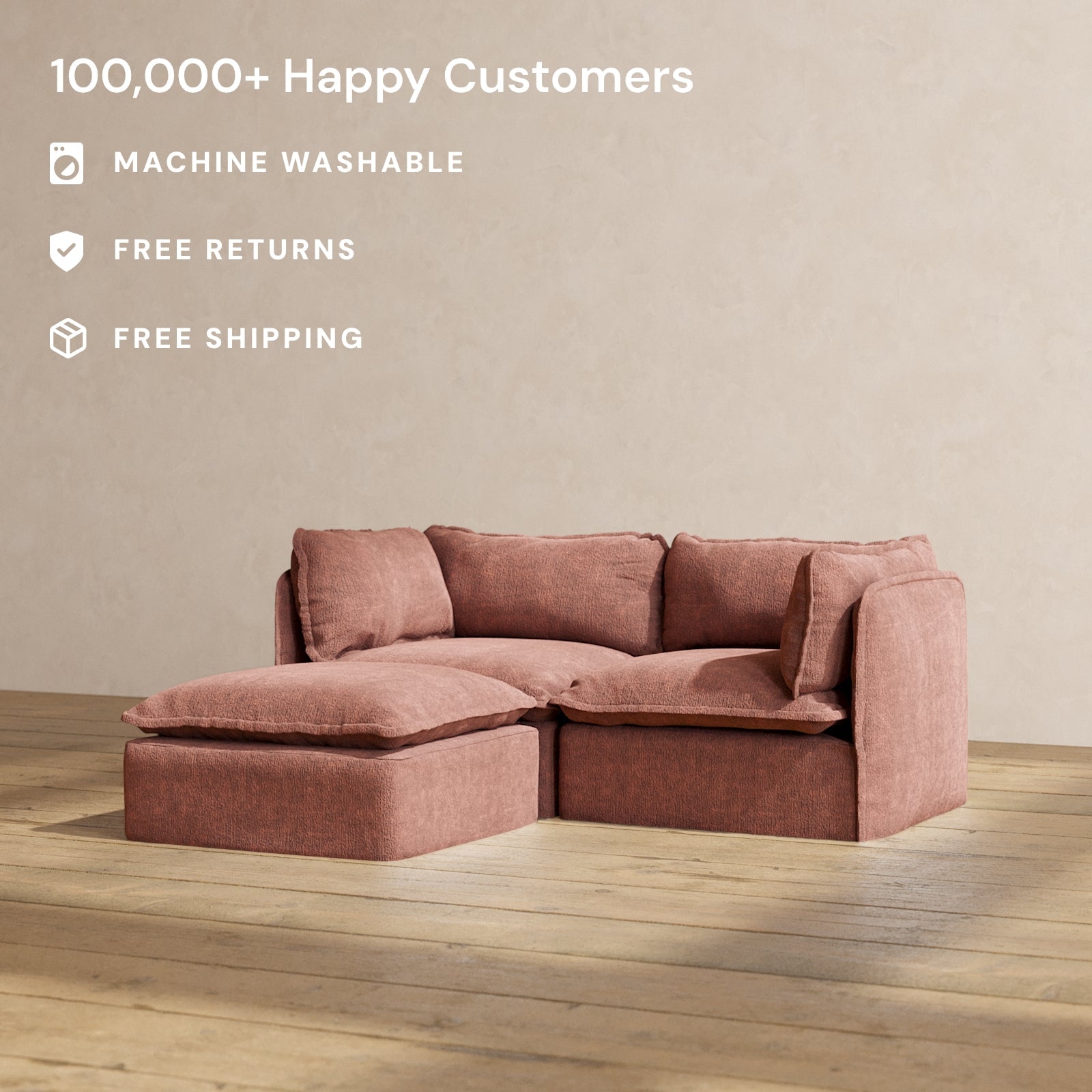 Premium Chestnut Modular 2-Seater Sectional Sofa with Deluxe Blend Fabric - Perfect for Living Room, Lounge & Small Spaces
