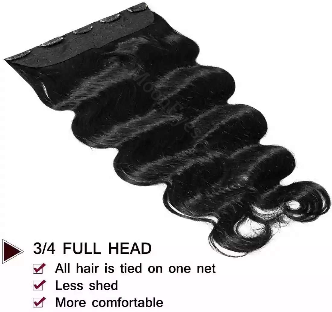 MoonEyes 24 Inch Natural Black Curly/Wavy Synthetic Hair Extensions for Women - Heat Resistant Clip-in Hair Piece (5 Clips) for Length & Volume - Perfect for Daily Wear, Parties & Special Occasions