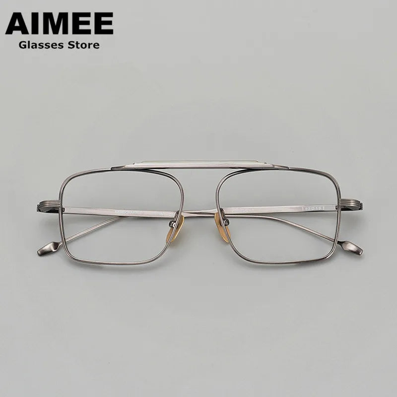 Aimee Unisex Full Rim Square Double Bridge Titanium Eyeglasses 49216 - Lightweight Durable Frame for Men & Women - Perfect for Reading, Work & Fashion Accessories