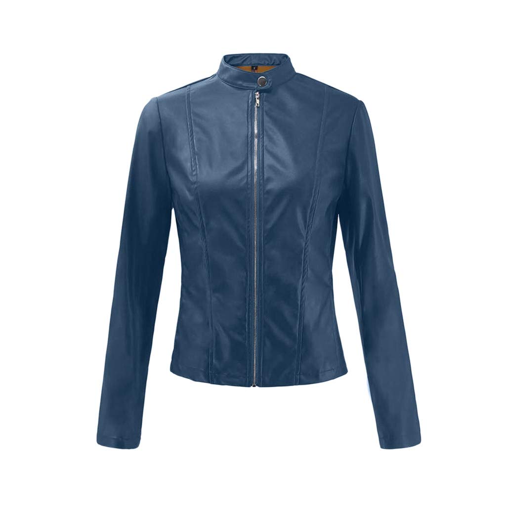 Women's Faux Leather Biker Jacket - Lapel Motor Zip Long-Sleeve Cropped Punk Style Jacket for Riding & Night Out | Perfect for Motorcycle Enthusiasts & Fashion Lovers