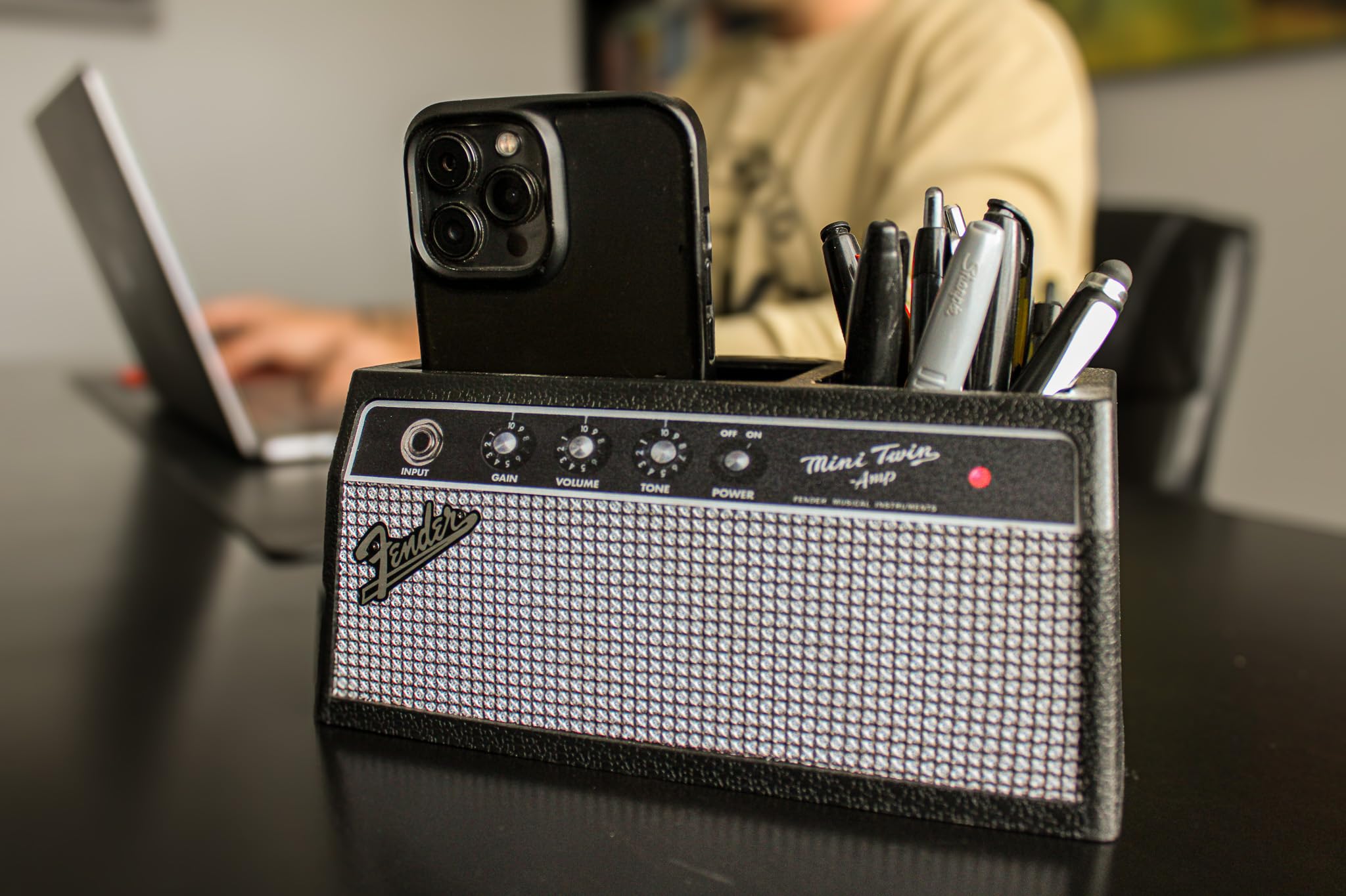 Fender Desk Organizer - Premium Wooden Office Desk Accessory for Pens, Pencils & Supplies | Perfect for Home Office, Study & Workspace Organization