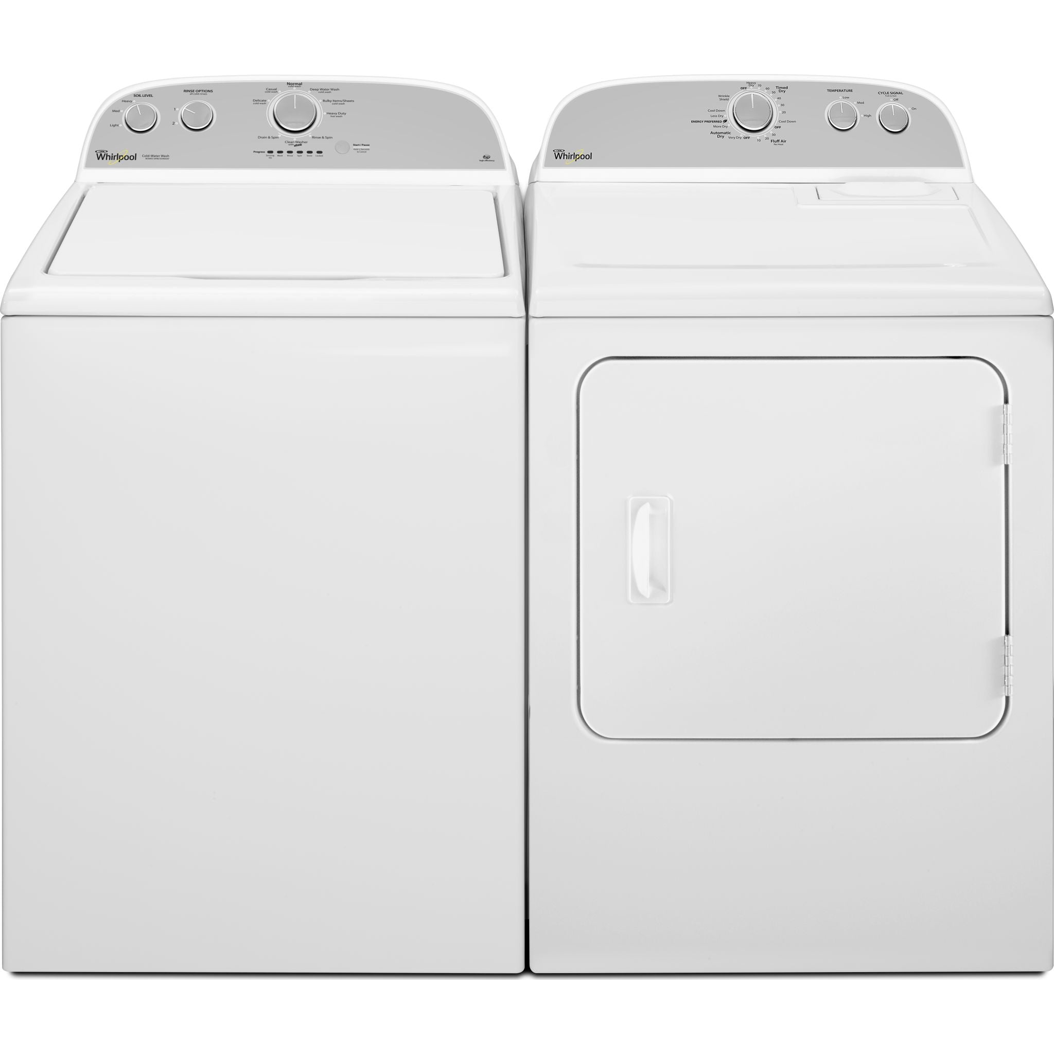 Whirlpool WTW4957PW & YWED4815EW White Top Load Washer and Dryer Pair - Perfect for Laundry Rooms, Apartments, and Homes with Space-Saving Design