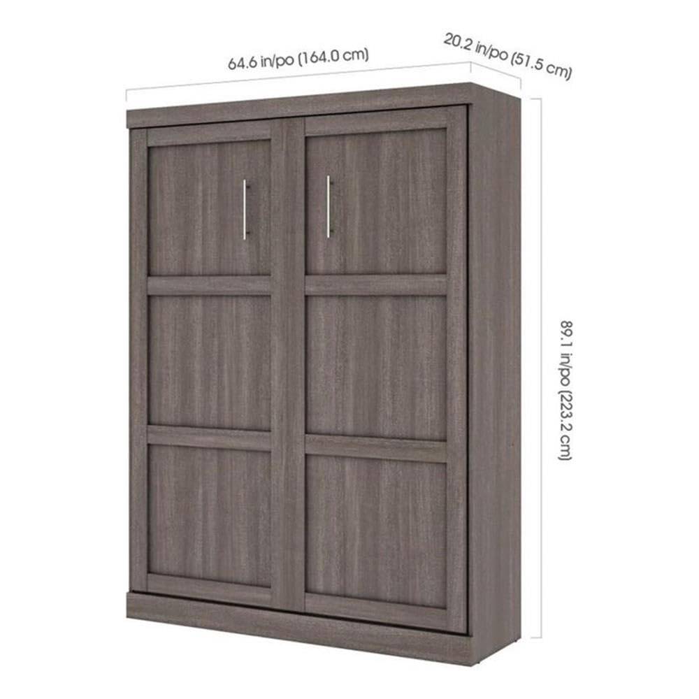 Pemberly Row Queen Size Wall Bed - Solid Wood Frame, Space-Saving Gray Murphy Bed, No Box Spring Required, Easy Assembly for Small Apartments & Guest Rooms