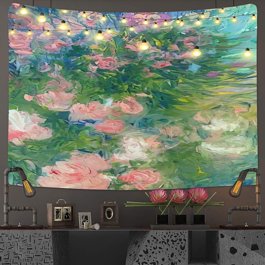 Monet Tapestry Wall Hanging - Colorful Impressionist Flower Garden Painting Blanket for Bedroom, Living Room & Dorm Decor (39x29 inches) | Bohemian Home Accent, Artistic Wall Decor for Aesthetic Spaces