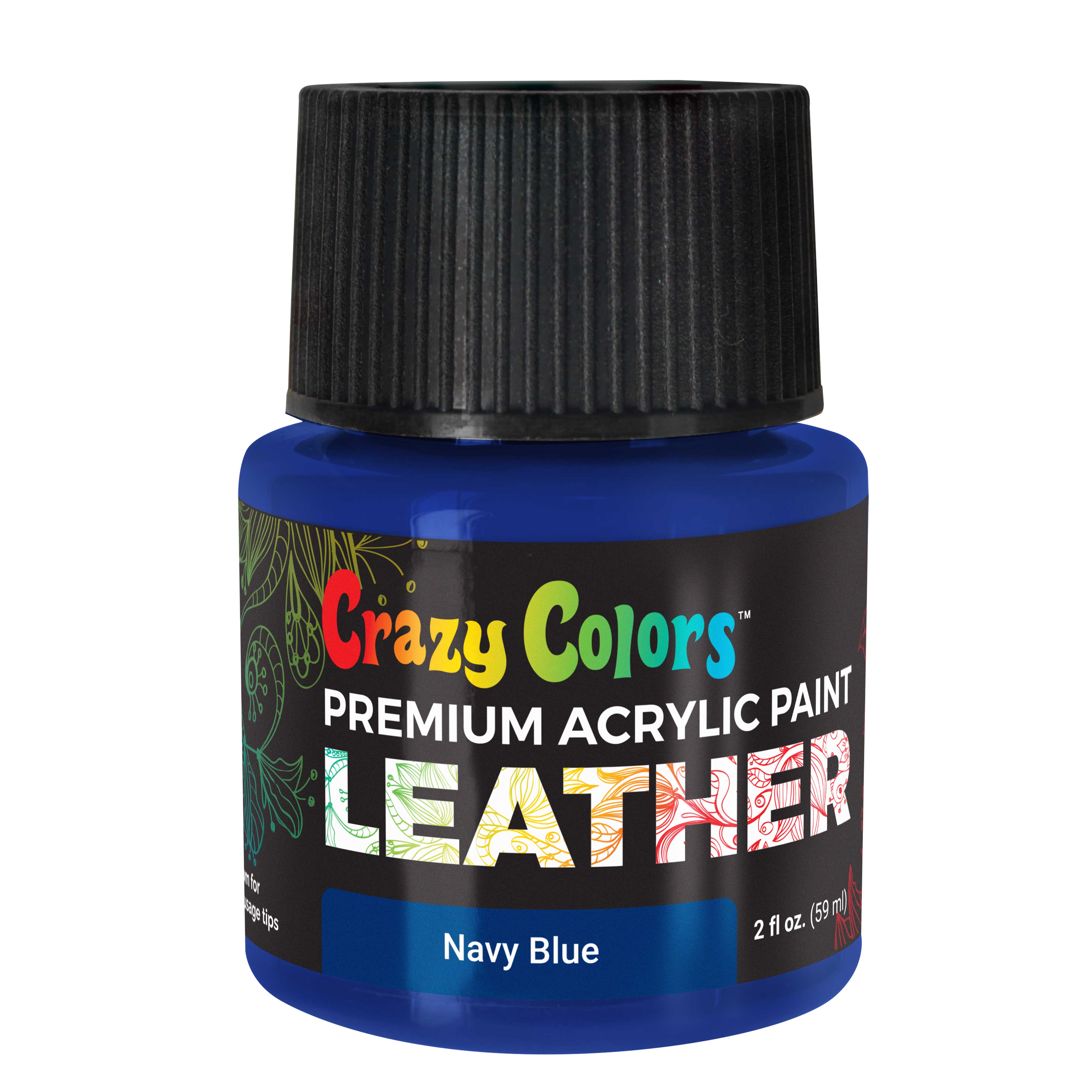 Premium Navy Blue Acrylic Leather & Shoe Paint - 2 oz Bottle for Custom Sneakers, Jackets, Bags & Furniture | Flexible, Crack, Scratch & Peel Resistant | Perfect for DIY Art Projects, Shoe Restoration & Leather Crafting