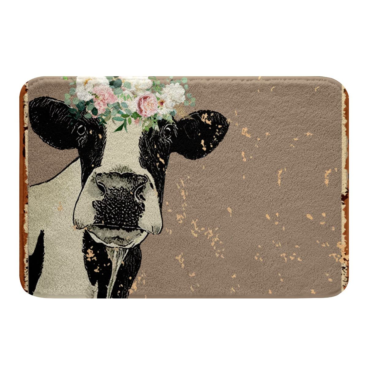 Cute Cow Bathroom Rugs for Kids & Adults - Non-Slip Farmhouse Animal Print Bath Mat (16