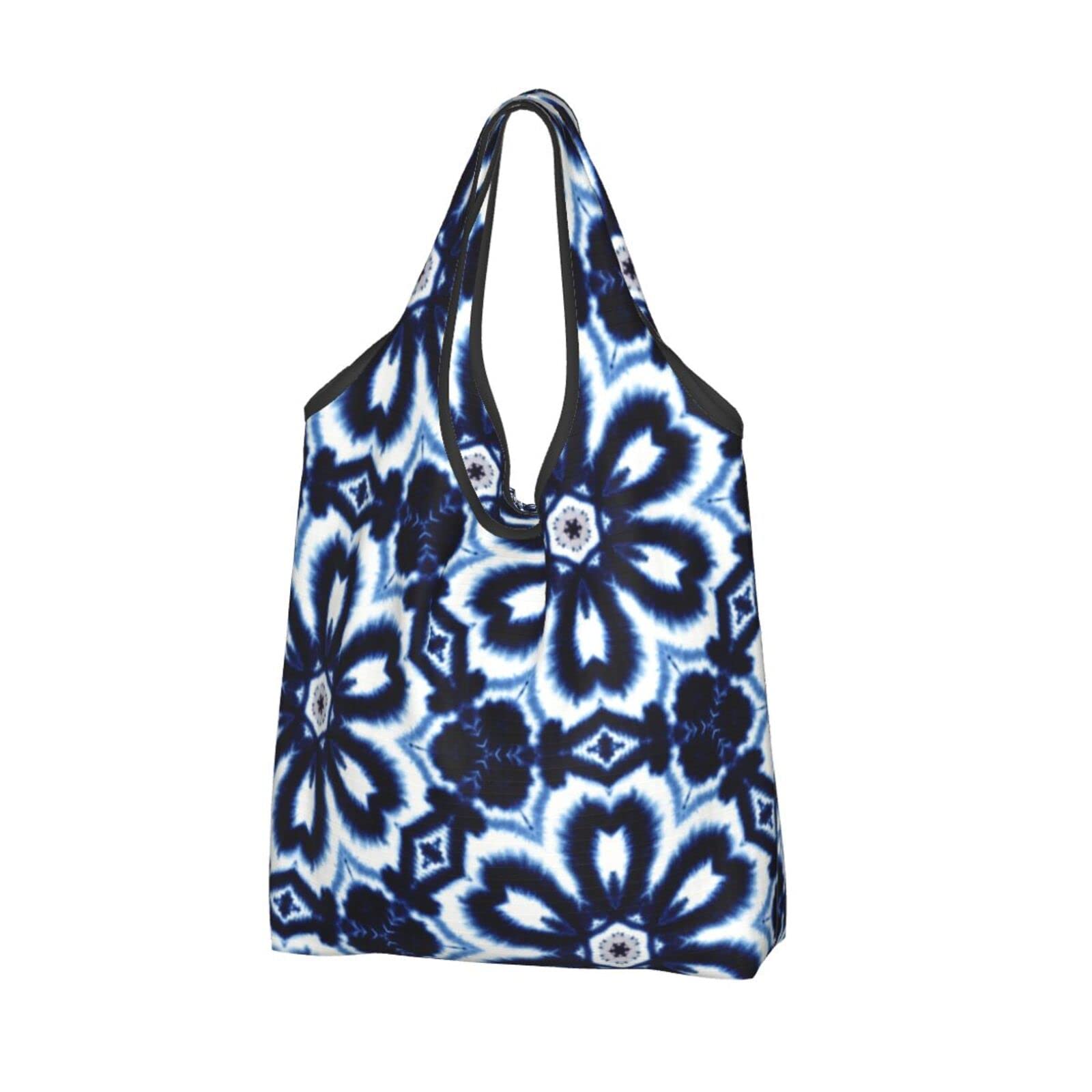 Eco-Friendly Watercolor Tie-Dye Floral Reusable Shopping Bags - Waterproof Foldable Grocery Tote for Women - Perfect for Grocery Shopping, Beach Trips & Farmers Market