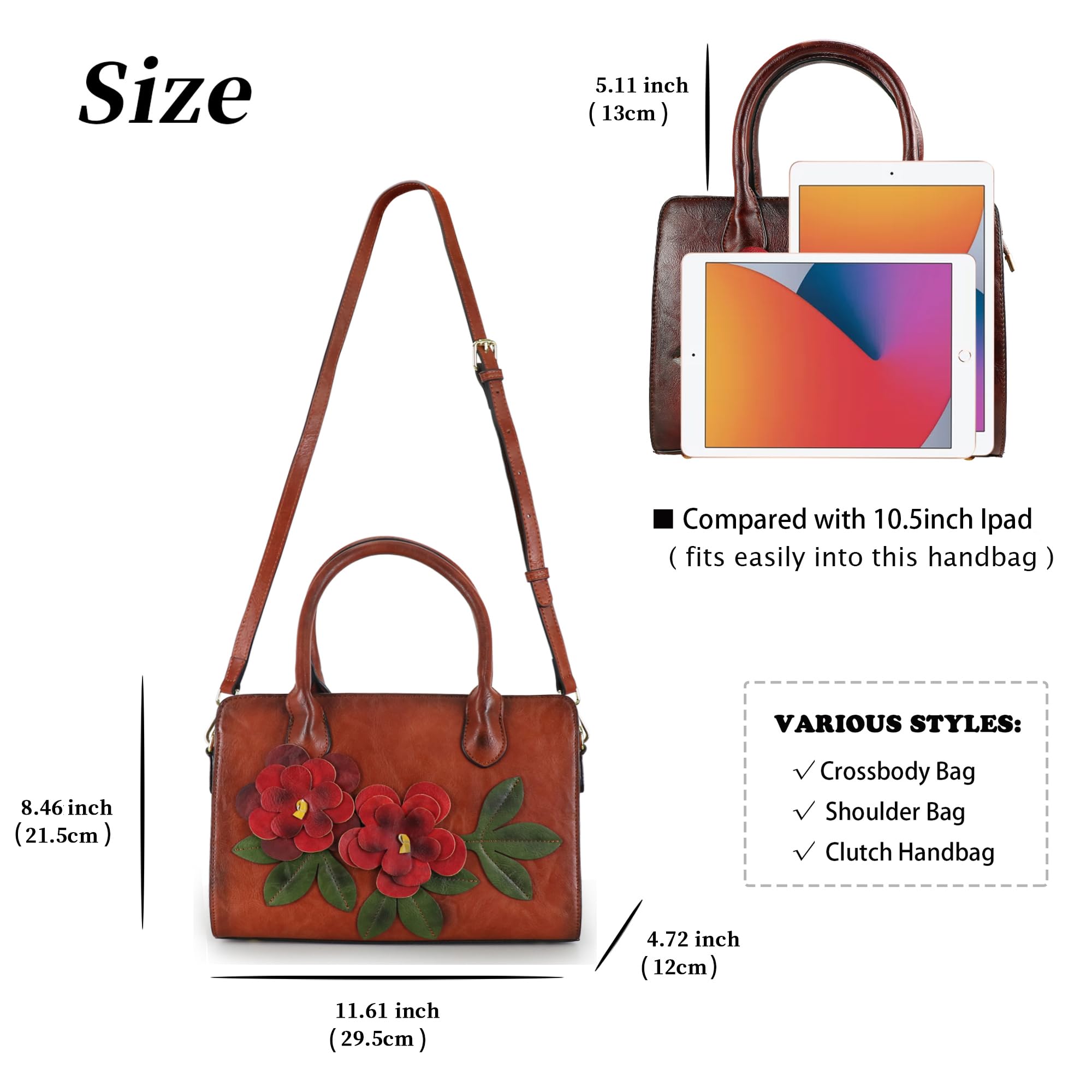 Stylish Leather Handbags for Women - Top Handle Shoulder Bag & Crossbody Purse | Perfect for Work, Travel, and Everyday Use