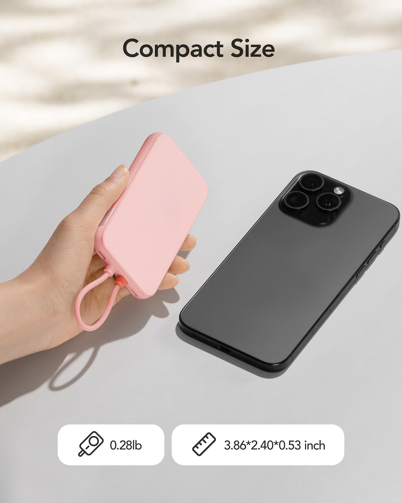 Charmast 5000mAh Ultra Slim Portable Charger - Fast Charging Power Bank with Built-in Lightning Cable & Digital Display - Compatible with iPhone 14/13/12/11/XR/X Series (Perfect for Travel, Outdoor, and Emergency Charging)