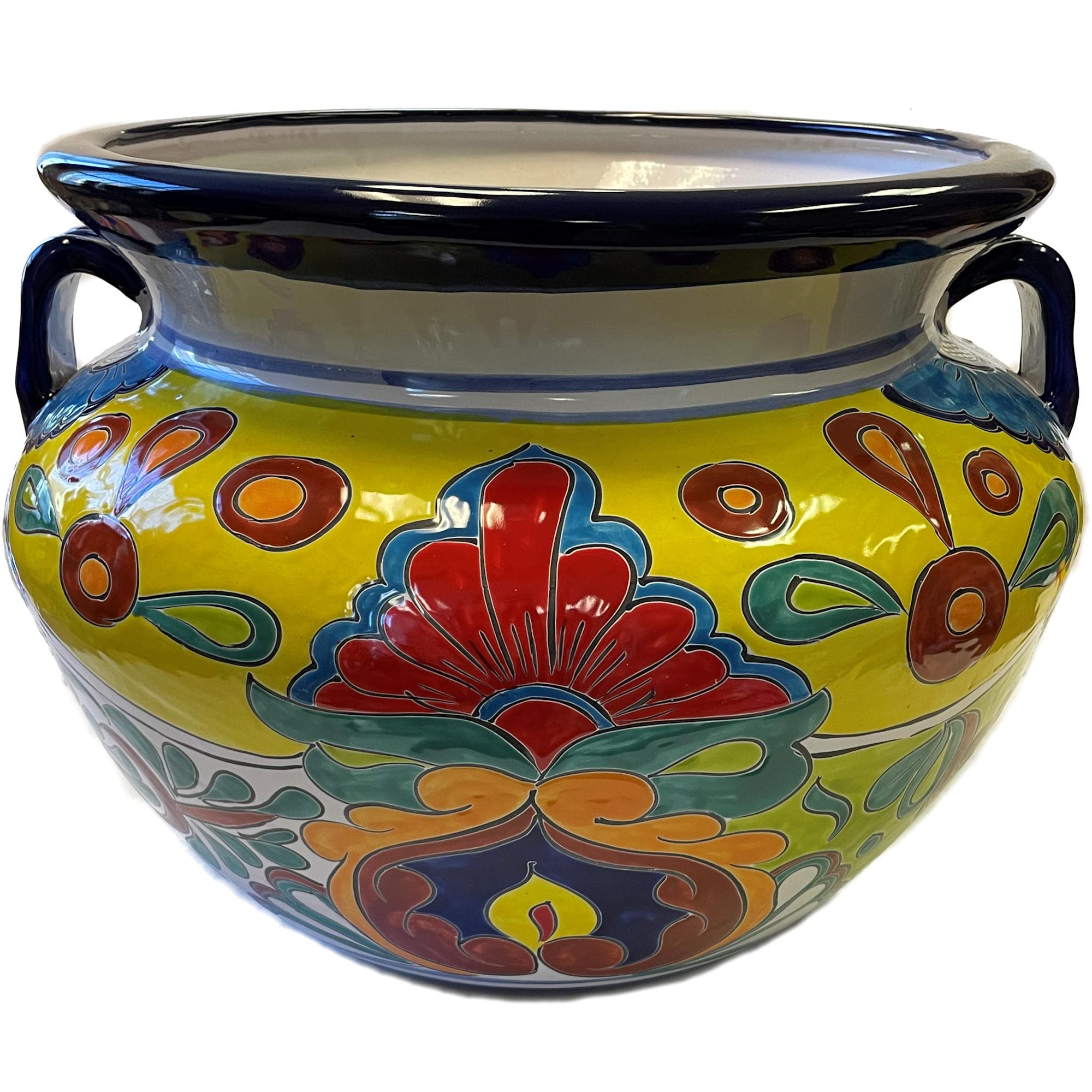 Vibrant Rainbow Mexican Ceramic Garden Pot - Large Size for Indoor & Outdoor Plants | Perfect for Patio, Garden, and Home Decor