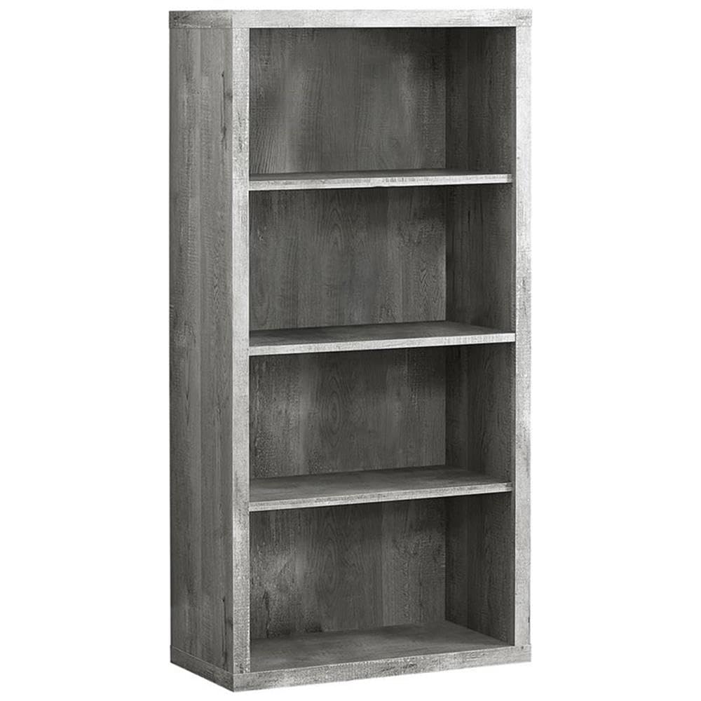 Home Square 4-Tier Adjustable Wooden Bookcase Set in Gray (Set of 2) - Perfect for Living Room, Office & Bedroom Storage & Organization