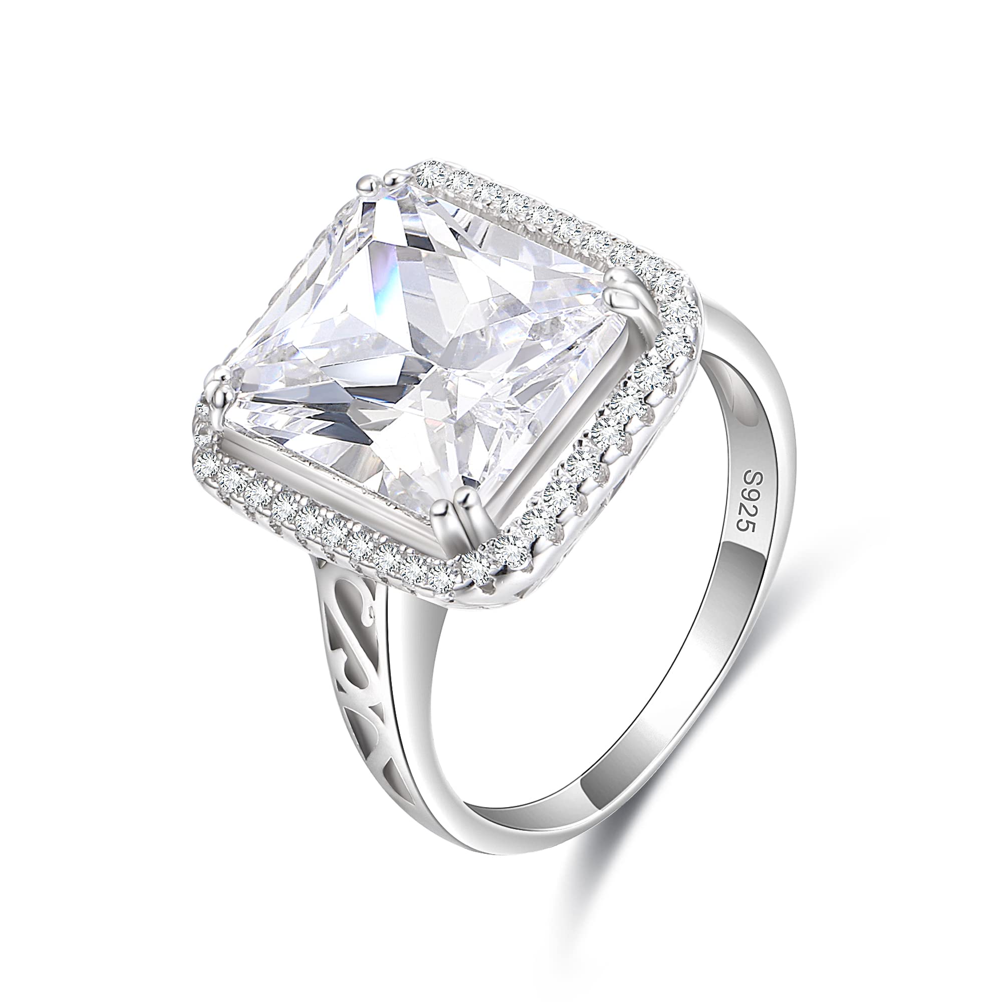 EVER FAITH 925 Sterling Silver Blue Sapphire Color 3 Carat Radiant Cut Cubic Zirconia Engagement Ring for Women - Perfect for Brides, Proposals & Anniversary Gifts