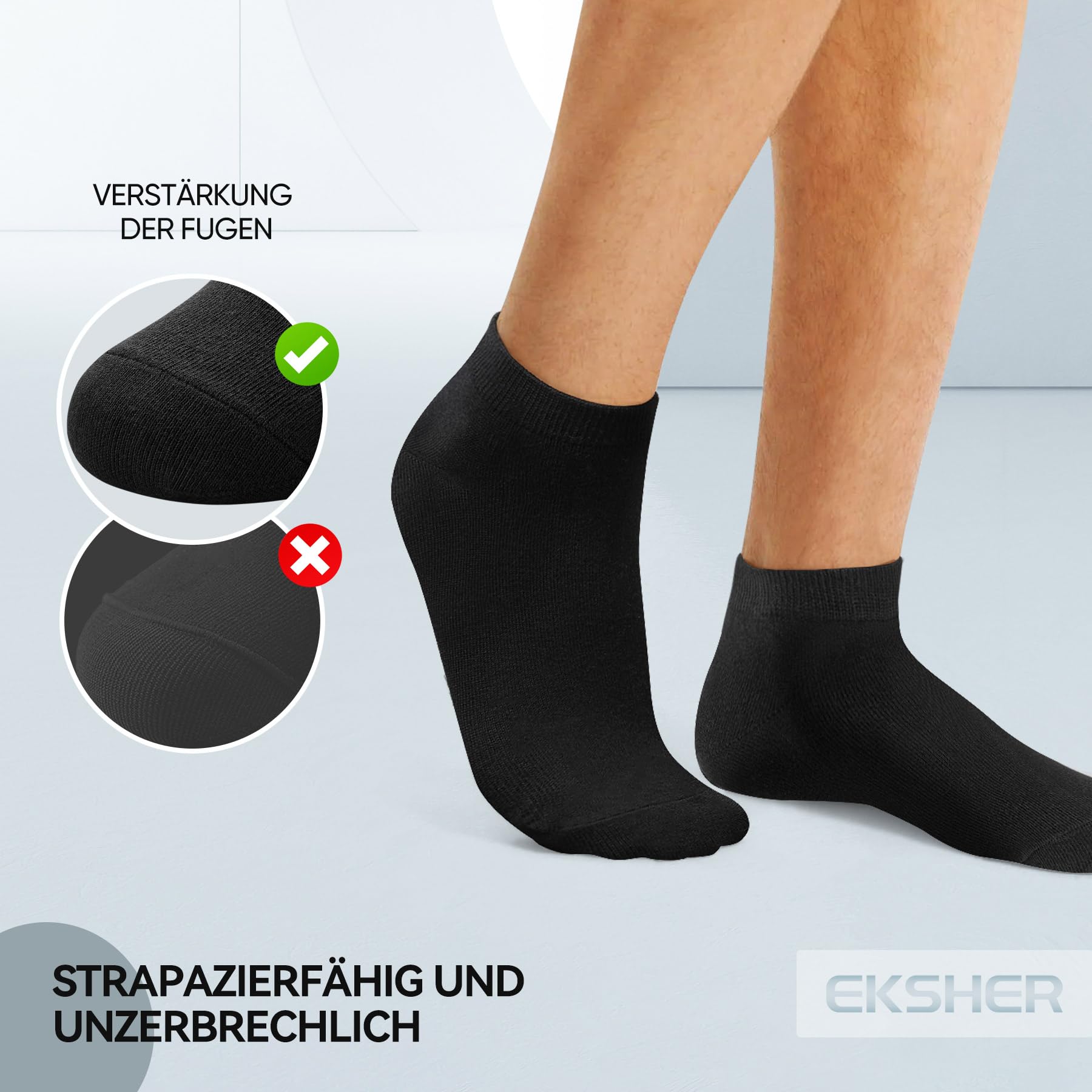 EKSHER 10 Pairs Men's Athletic Running Socks - Breathable Low-Cut Cotton Sports Socks for Jogging, Gym & Daily Wear