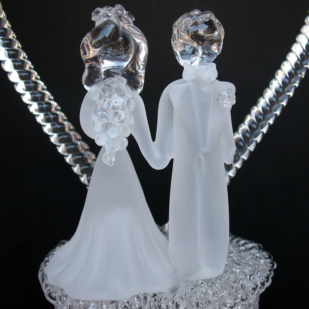 Elegant Hand-Blown Glass Bride and Groom Wedding Cake Topper - Perfect for Weddings, Anniversaries & Romantic Celebrations