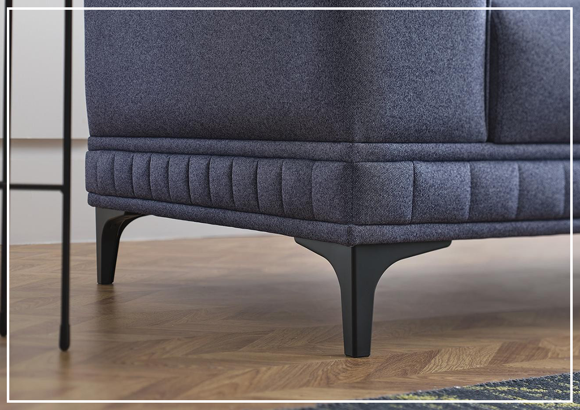 Enza Home Pavia 3-Seater Convertible Sofa Bed in Navy Blue Fabric with Track Arms - Perfect for Small Spaces, Guest Rooms & Apartments