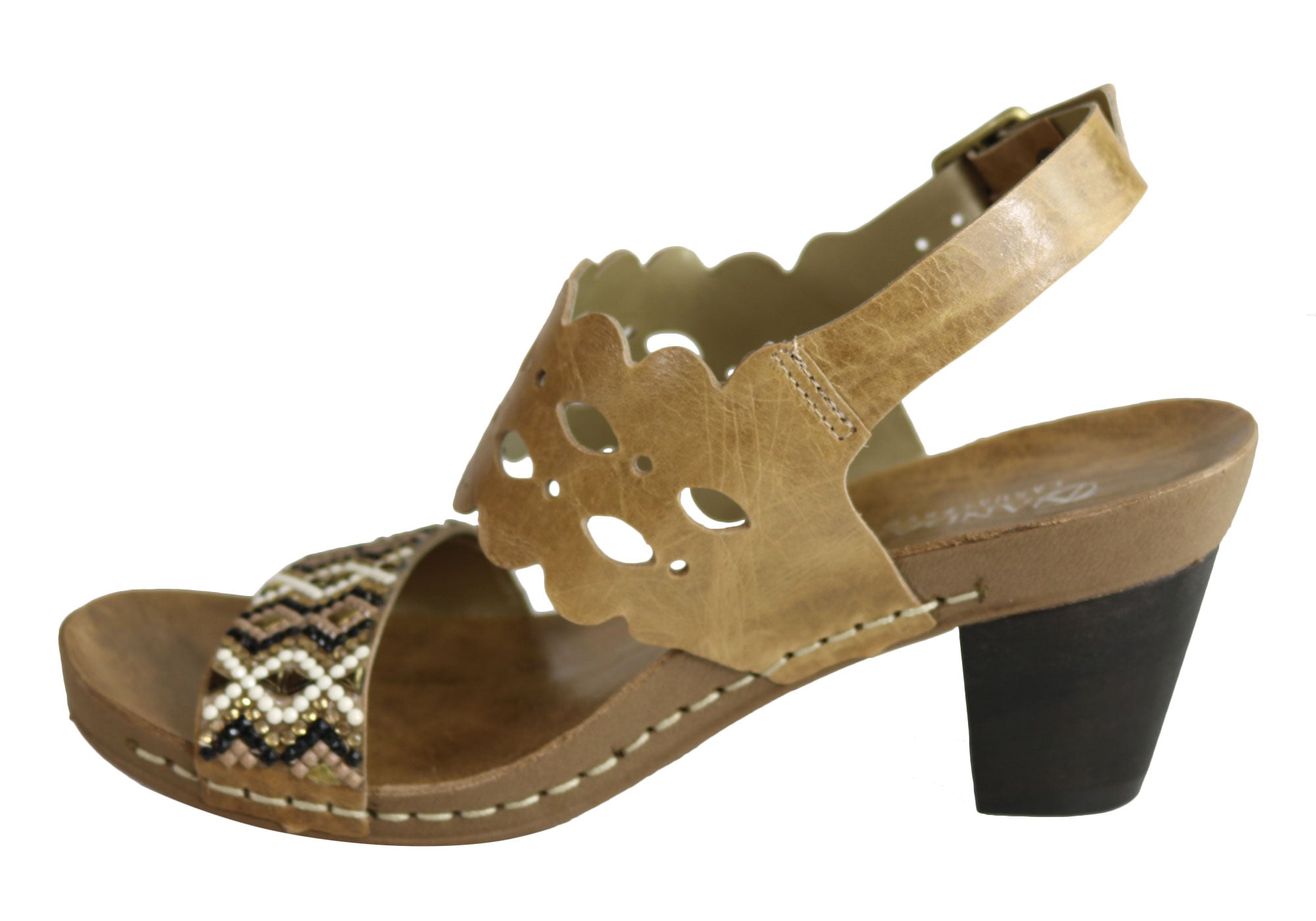 Andacco Women's Comfortable Leather Mid Heel Sandals - Handmade in Brazil - Perfect for Summer Outings, Beach Vacations & Casual Wear