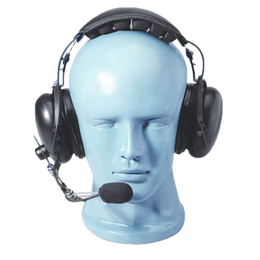 Heavy Duty Over-the-Head Dual Muff Aviator Style Headset for Kenwood TK-3140 & NX-300 Two-Way Radios - Perfect for Aviation, Construction & Security Professionals