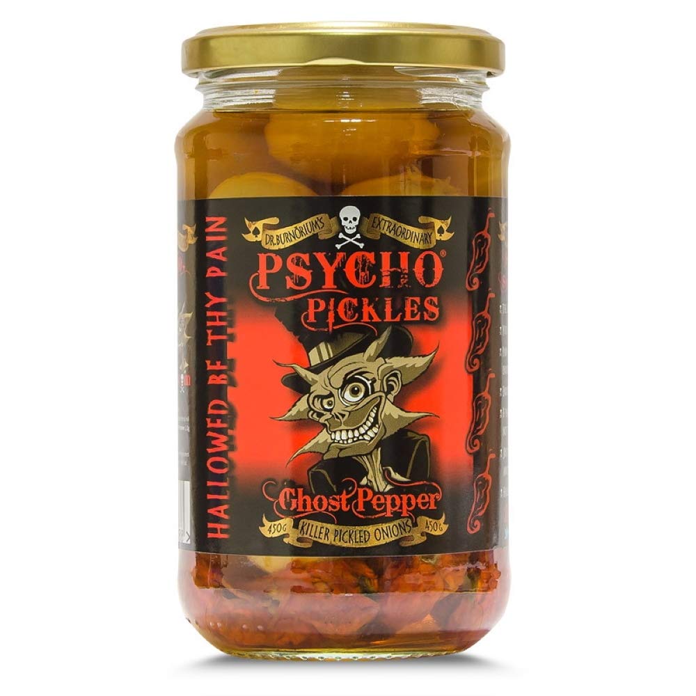 Spicy Ghost Pepper Naga Pickled Onions - 450g Glass Jar - Hot & Tangy Pickled Vegetables - Perfect for Burgers, Sandwiches, Charcuterie Boards & Snacking
