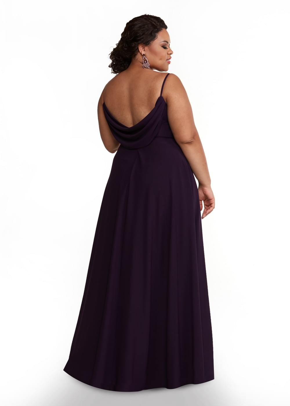 Elegant 83019 Stretch Chiffon A-Line Bridesmaid Dress with Cowl Back - Perfect for Weddings, Formal Events & Evening Parties