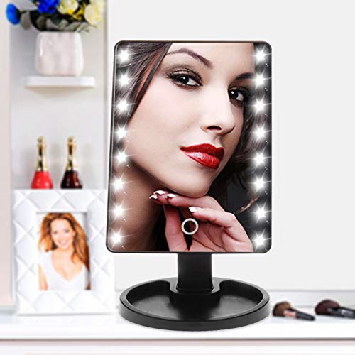 Professional LED Touch Screen Makeup Mirror with Adjustable Stand - 10X Magnification, Dimmable Lights, USB Charging - Perfect for Vanity, Bathroom, Dressing Room & Travel