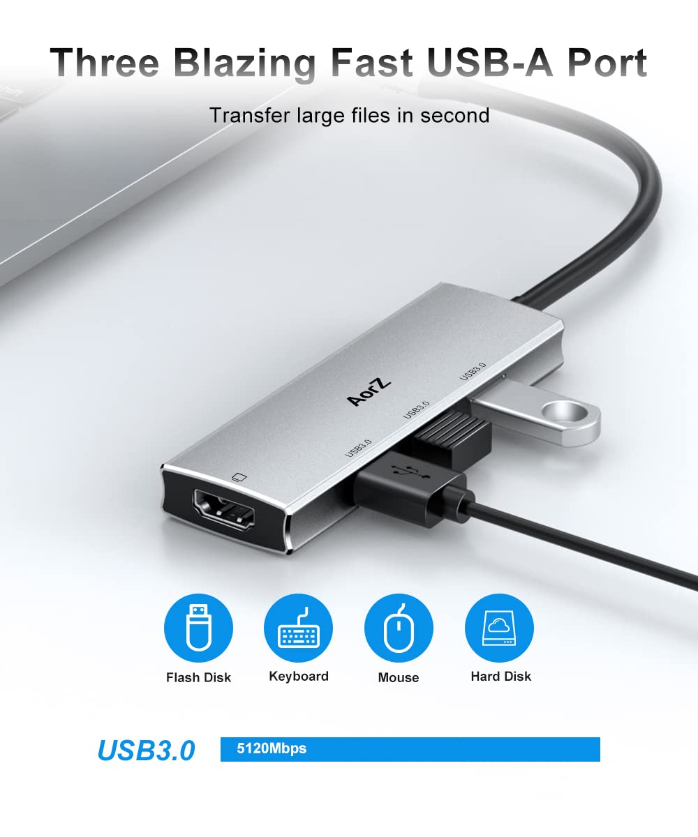 4-in-1 USB C Hub with HDMI Adapter - USB C to USB 3.0 Dongle with 4K HDMI Port for MacBook Pro/Air, iPad Pro, Steam Deck & Thunderbolt 3 Devices - Perfect for Home Office, Gaming & Travel Connectivity
