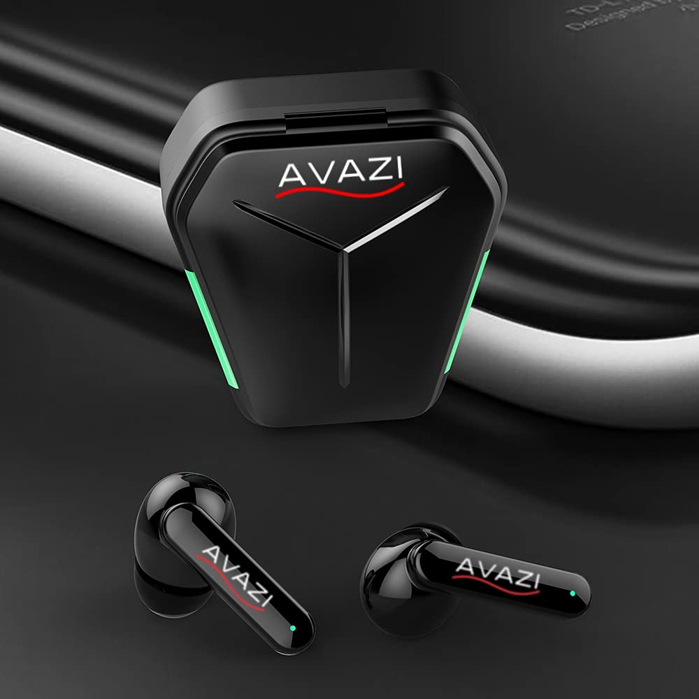 AVAZI GX10 HD True Wireless Earbuds - Bluetooth 5.1 Headphones with Stereo Sound, Built-in Mic, 50ms Ultra Low Latency, IPX5 Sweatproof for Sports, Running, Gym & Gaming - Perfect for Workouts, Commuting & Mobile Gaming