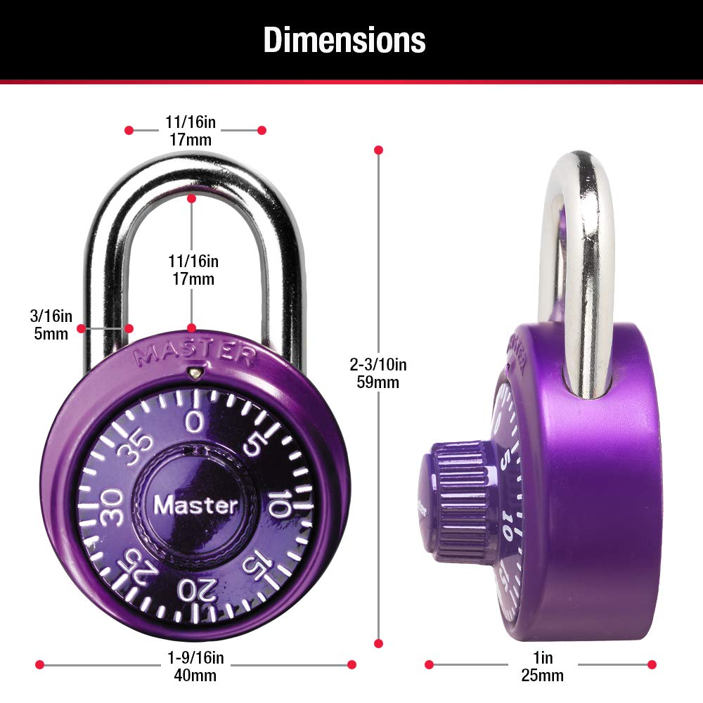 Master Lock 1533TRI Mini Combination Padlock - 3-Pack Secure Locker Lock (Colors May Vary) - Ideal for School Lockers, Gym Bags & Storage Security