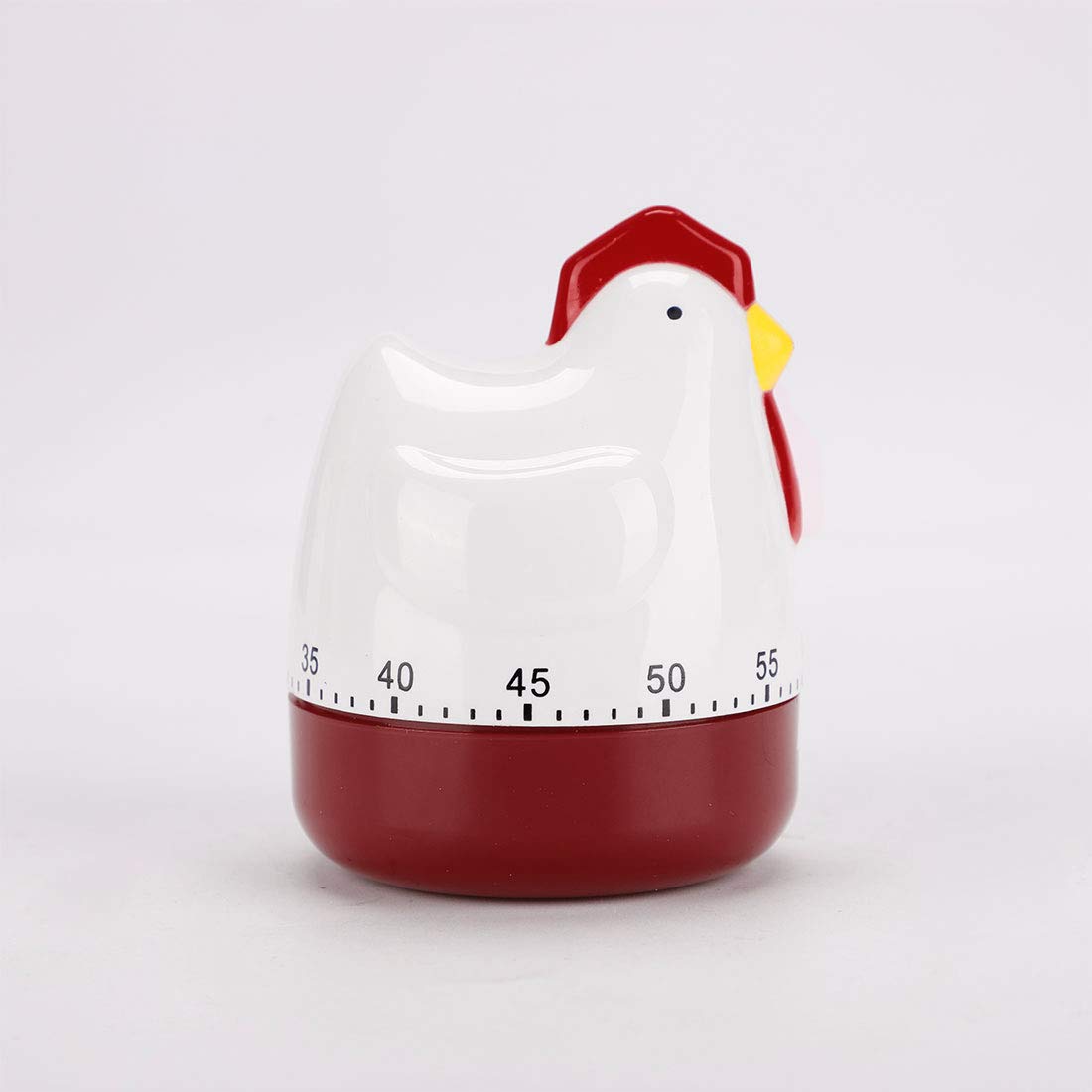 uxcell 60-Second Chicken-Shaped Mechanical Kitchen Timer Alarm Clock - White & Red for Cooking, Baking, and Home Use