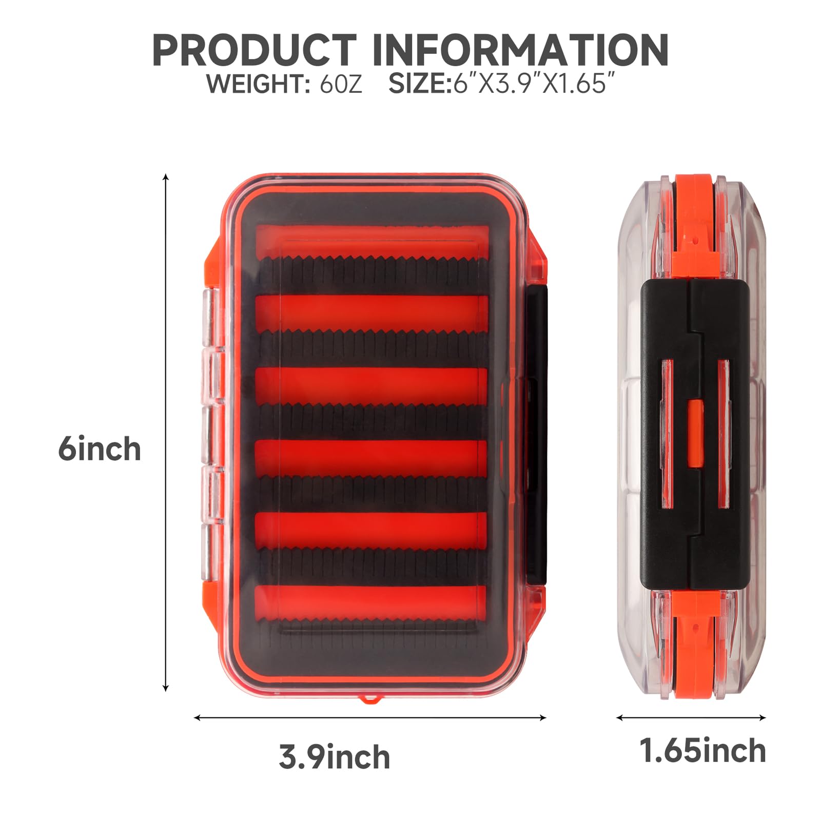 **Waterproof Fly Fishing Box with Transparent Lid - Two-Sided Foam Storage for Trout Lures, Jigs & Coil Springs - Lightweight & Easy Grip for Ice Fishing & Stream Use**