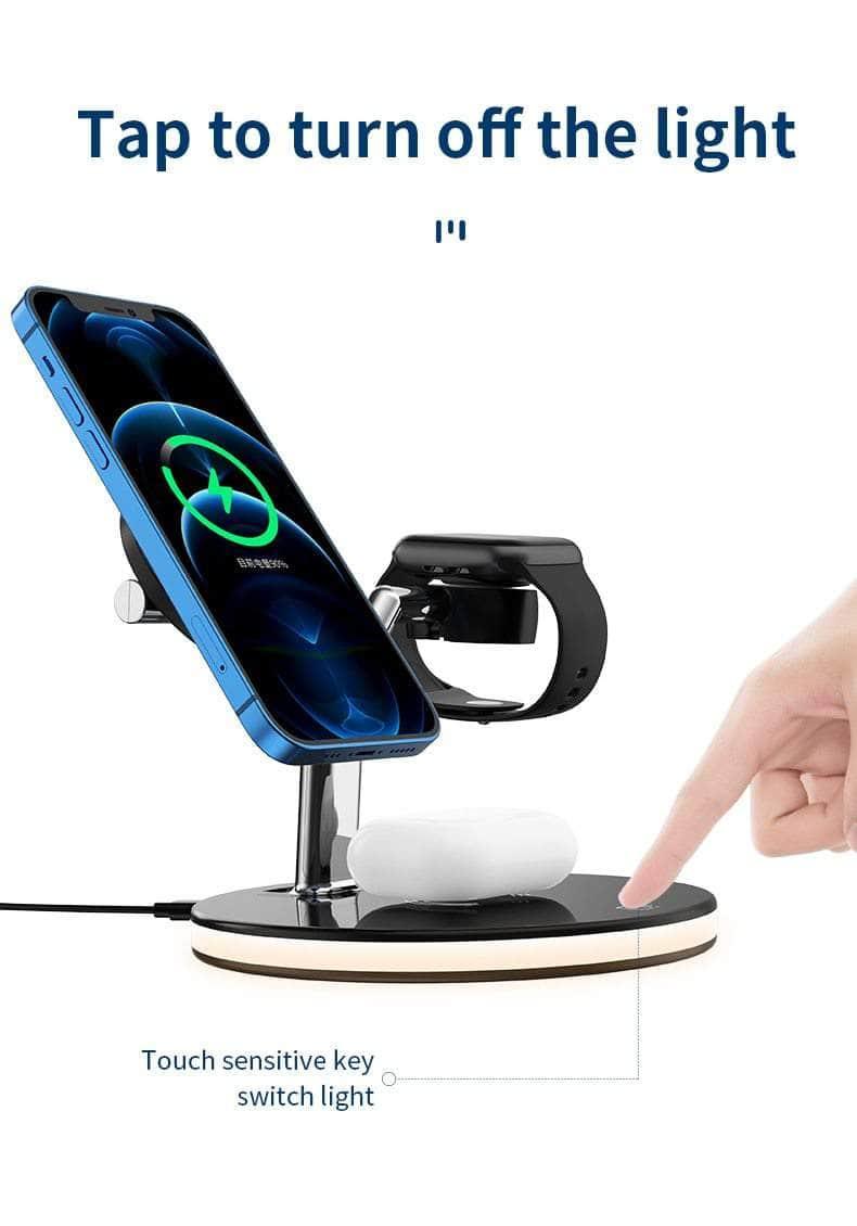 3-in-1 Qi Wireless Fast Charging Stand with MagSafe - Perfect for iPhone, AirPods & Apple Watch Charging at Home, Office or Travel
