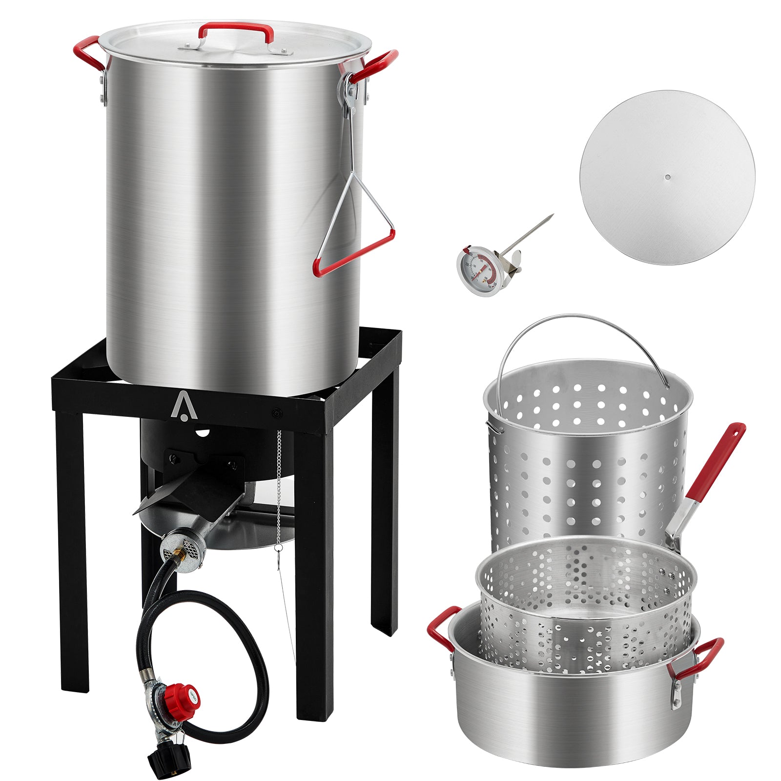GARVEE 30 QT Turkey Fryer & 10 QT Fish Fryer Kit - 50,000 BTU Propane Stove, Aluminum Outdoor Deep Fryer with Baskets, Thermometer & Turkey Rack - Perfect for Thanksgiving, Seafood Boiling & Outdoor Cooking